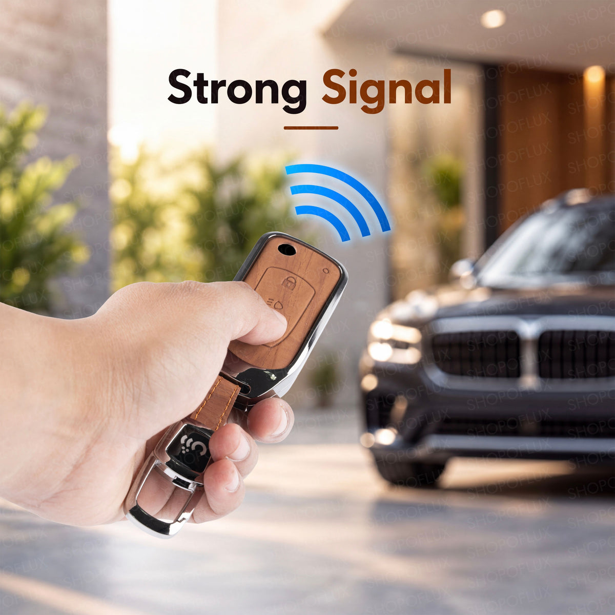 SHOPOFLUX Metal Key Cover Compatible with Tata Tiago | Nexon | Altroz | Curvv | Safari | Storme | Zest | Bolt | Tigor | Punch | Hexa 3 Button Flip Key (Leather Black Brown)