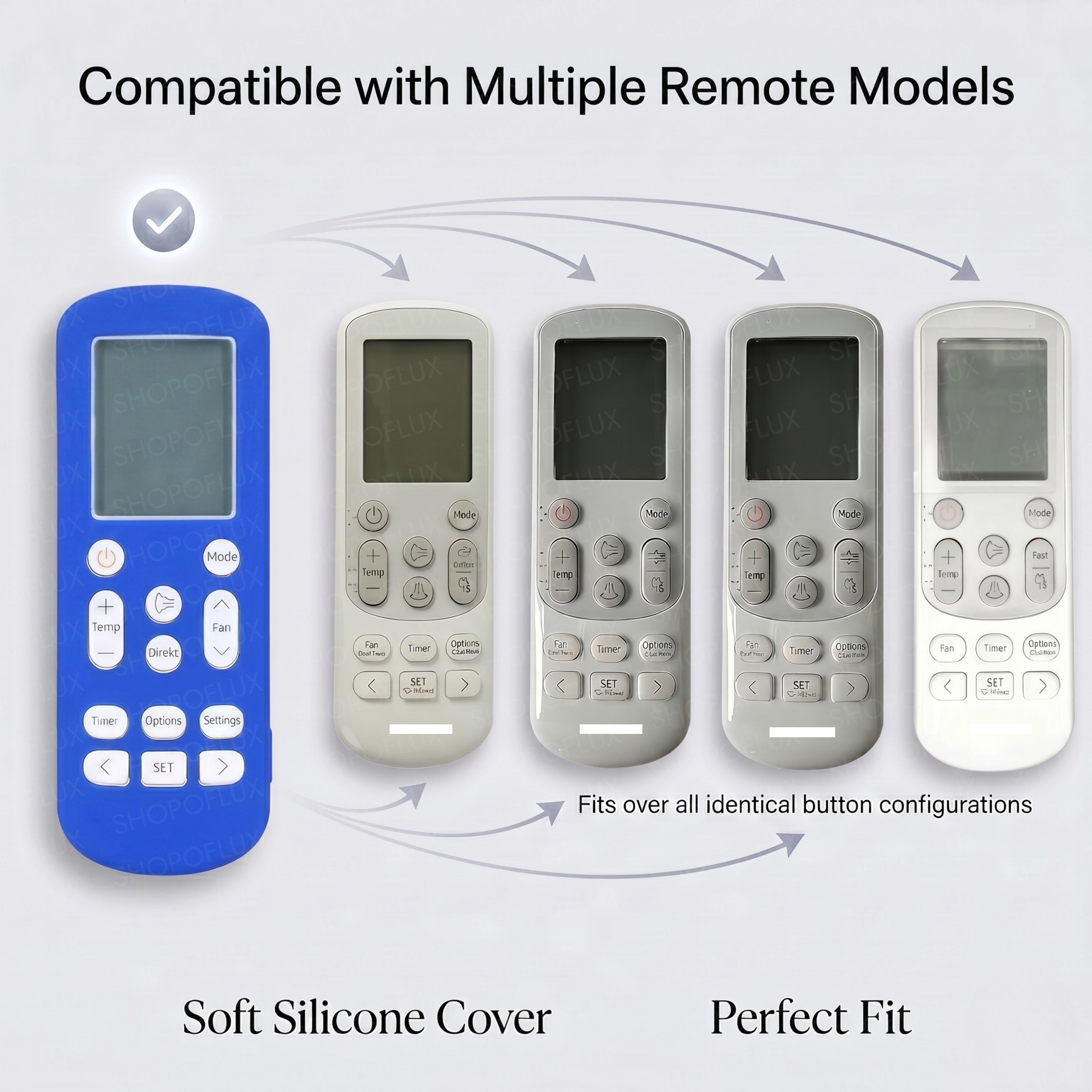 SHOPOFLUX Silicone AC Remote Cover Compatible with Samsung AC Remote Full Wrap Protective Case with Lanyard [Remote NOT Included] (Blue)