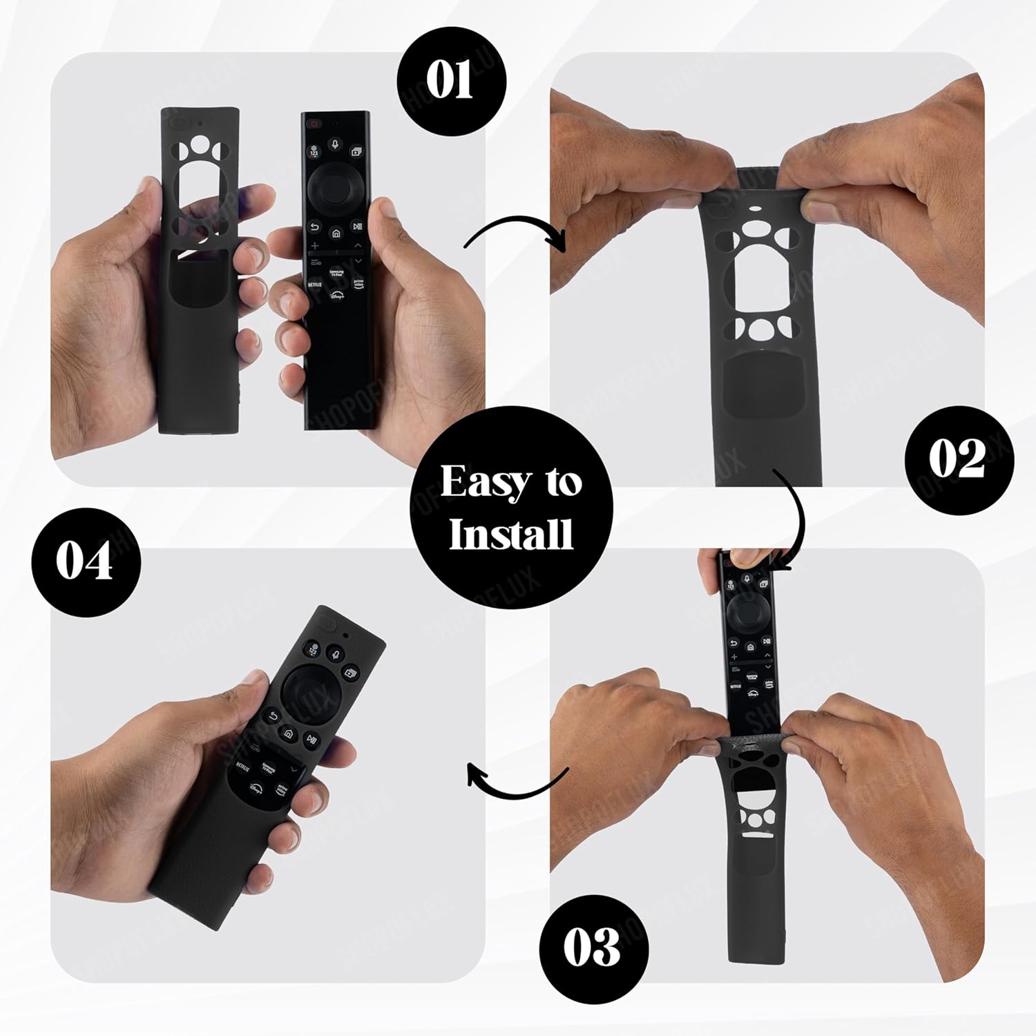 Shopoflux Silicone TV Remote Cover Compatible with Samsung 2022 Smart TV Remote QLED TV BN68-13897A / TM2280E Protective Case (Black) Shopoflux