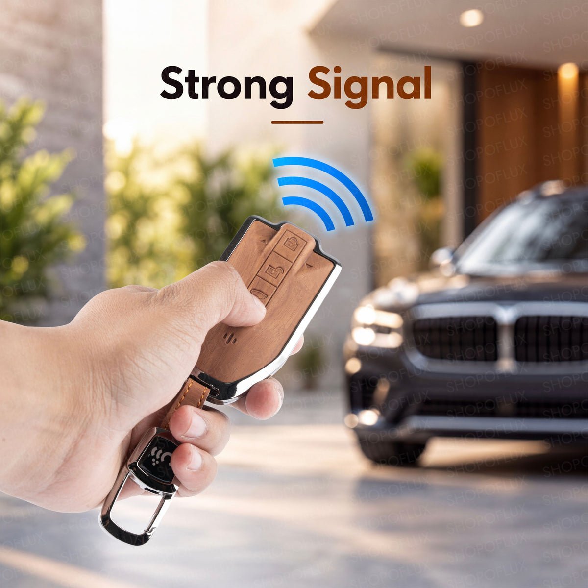 SHOPOFLUX Metal Key Cover Compatible with Mahindra BE 6, XEV 9 EV, XUV 7XO Smart Key (Black Brown Leather)