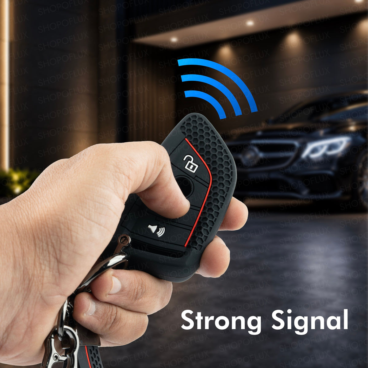 SHOPOFLUX Metal Key Cover Compatible for BMW X1, X3, X6, X5, 5 Series, 6 Series, 7 Series 4 Button Smart Key