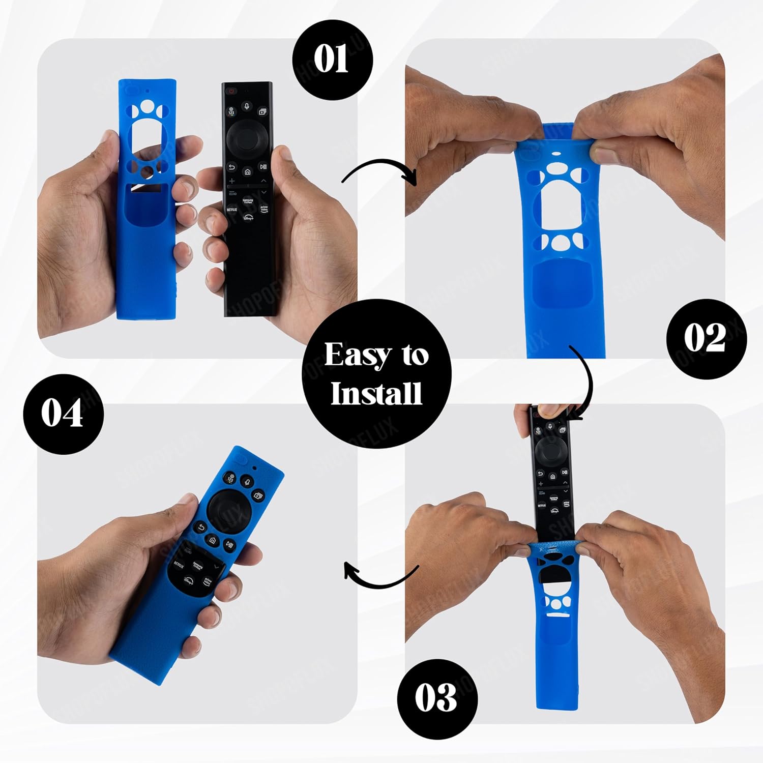 Shopoflux Silicone TV Remote Cover Compatible with Samsung 2022 Smart TV Remote QLED TV BN68-13897A / TM2280E Remote Protective Case [Remote NOT Included] (Blue) Shopoflux