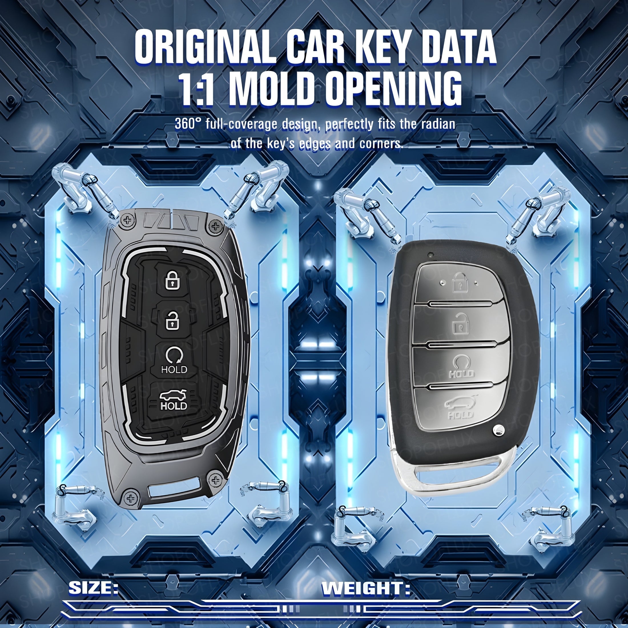 SHOPOFLUX Key Cover Compatible with Hyundai Alcazar and Creta ev Car 4 Button Smart Key (Metal Silicone Blackk) Shopoflux