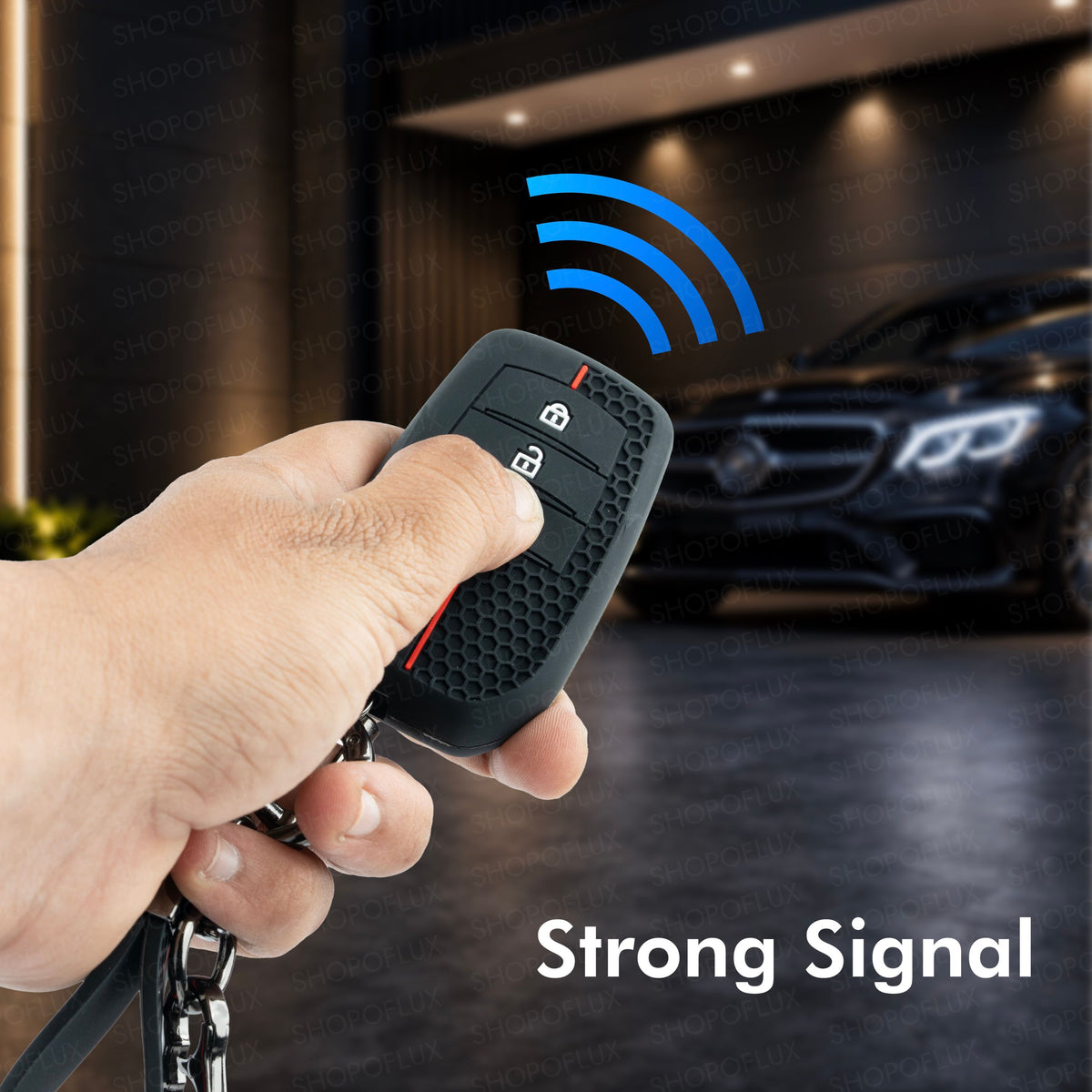 SHOPOFLUX Silicone Key Cover Compatible with Toyota Fortuner | Fortuner Legender | Innova Hycross | Invicto 3 Button Smart Key. (Silicone Black)