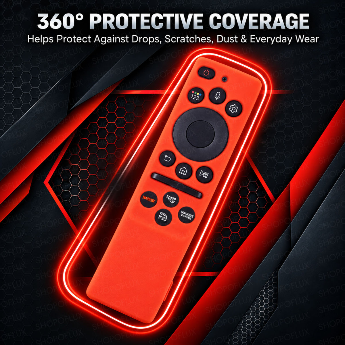 SHOPOFLUX Silicone Tv Remote Cover Compatible with Samsung Smart Tv Remote Without Sollar [Remote NOT Included] (Red)