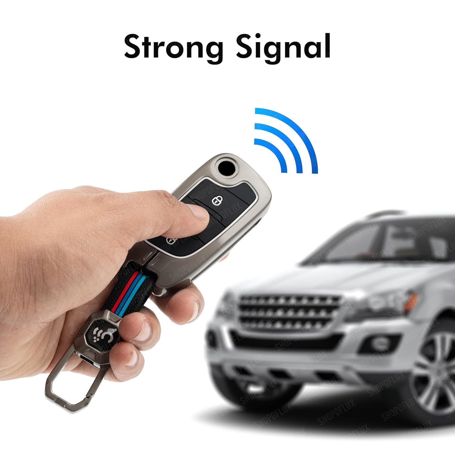 SHOPOFLUX Metal Key Cover Compatible for KD B11 DS Universal Remote 3 Button Flip Key