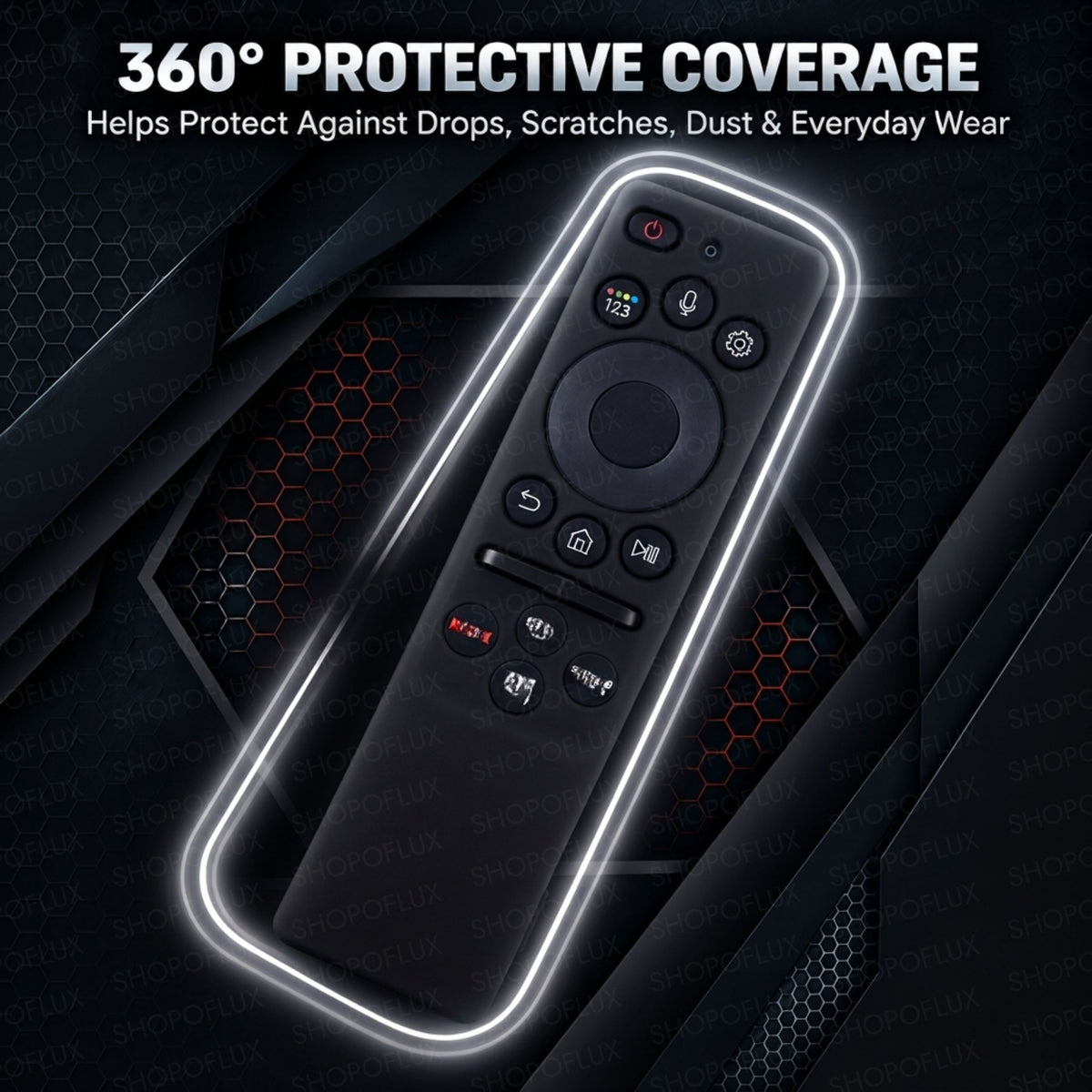 SHOPOFLUX Silicone Tv Remote Cover Compatible with Samsung Smart Tv Remote Without Sollar [Remote NOT Included] (Black)