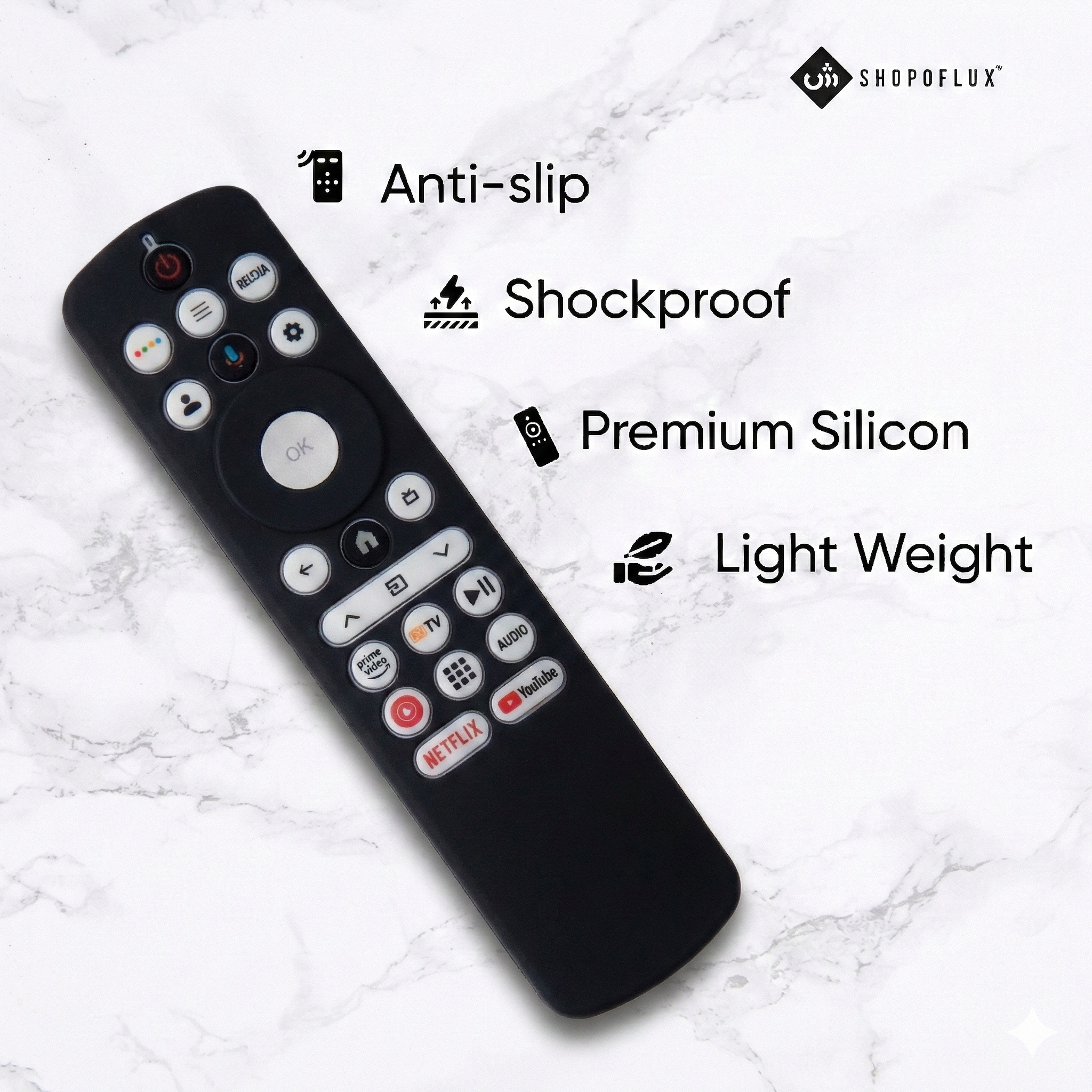 SHOPOFLUX Silicone TV Remote Cover Compatible with Haier Smart TV Protective Case with Lanyard (Black) Shopoflux