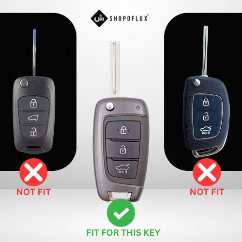 SHOPOFLUX Metal Key Cover Compatible with Hyundai Venue | Verna | i20 N line N6 Car 3 Button Flip Key (Metal Silicone Black) Shopoflux