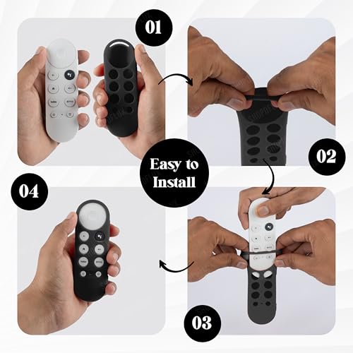 Shopoflux Silicone Full Wrap Remote Case Compatible with Google Chromecast Tv Voice Remote Protective Cover (Black) Shopoflux