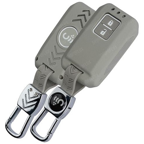 SHOPOFLUX ABS Silicone Key Cover Compatible with Baleno, Grand Vitara, XL6, Swift, Brezza, Celerio, Ignis, Ertiga, Dzire, Fronx, Urban Cruiser, Rumion, Glanza, Hyryder (ABS Silicone Light Gray) Shopoflux