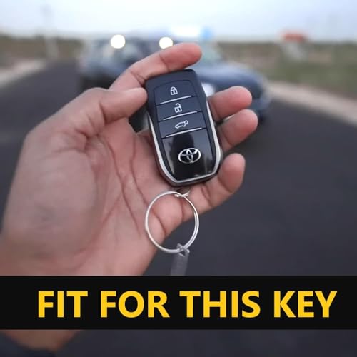 SHOPOFLUX Metal Key Cover Compatible with Toyota Fortuner | Fortuner Legender | Innova Hycross | Invicto 3 Button Smart Key - Black (Pack 1) Shopoflux