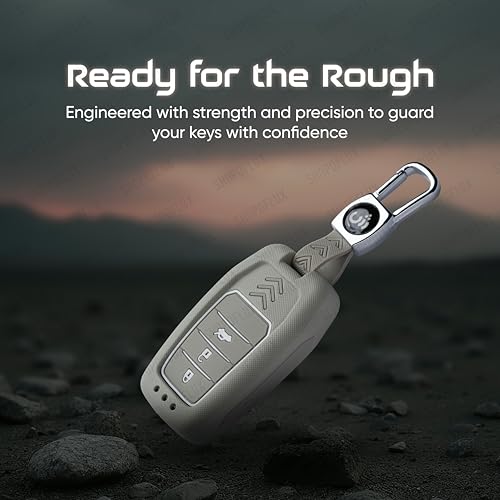 SHOPOFLUX Metal Key Cover Compatible with Toyota Fortuner | Fortuner Legender | Innova Hycross | Invicto 3 Button Smart Key (Light Grey ABS) Shopoflux