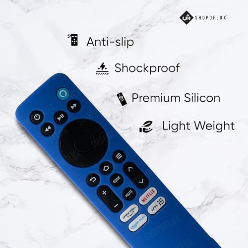Shopoflux Silicone Tv Remote Cover Compatible with Redmi Smart Fire Tv 32 Redmi Fire Tv 4k 43 inches Tv Remote Protective Case [Remote NOT Included] (Blue) Shopoflux