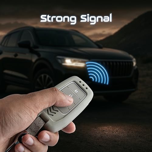 SHOPOFLUX Metal Key Cover Compatible with Toyota Fortuner | Fortuner Legender | Innova Hycross | Invicto 3 Button Smart Key (Light Grey ABS) Shopoflux