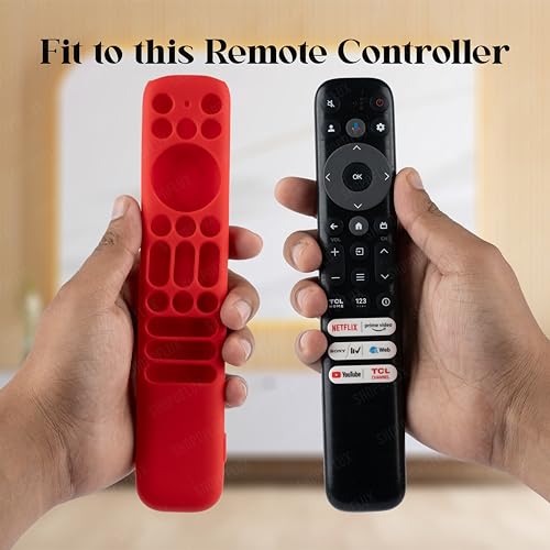 SHOPOFLUX Silicone TV Remote Cover Case Compatible with TCL Tv Remote RC802NU1 / IFFALCON Smart LED TV Remote Protective Cover [Remote NOT Included] (Red) Shopoflux