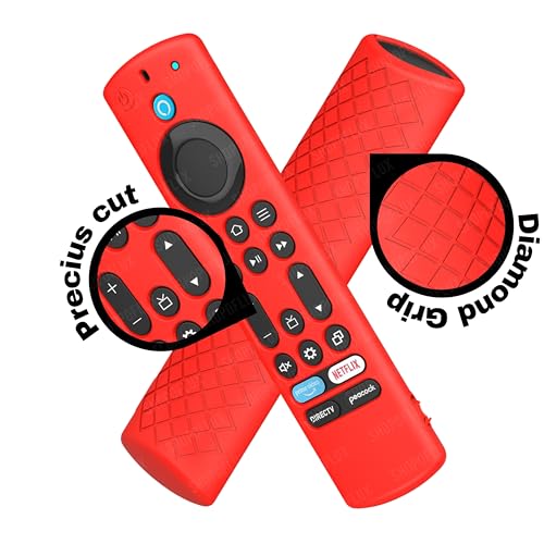 SHOPOFLUX Silicone Tv Remote Cover Compatible with Amazon Basics Smart LED TV Remote Protective Cover [Remote NOT Included] (Red) Shopoflux