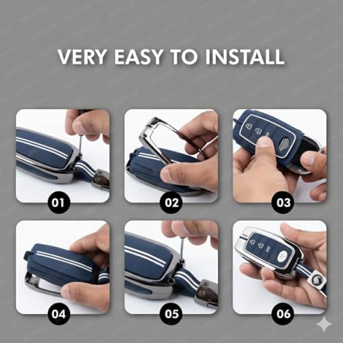 SHOPOFLUX Metal Key Cover Compatible for Tata Curvv | Curvv EV Electric 4 Button Smart Key (Metal Silicone Blue) Shopoflux