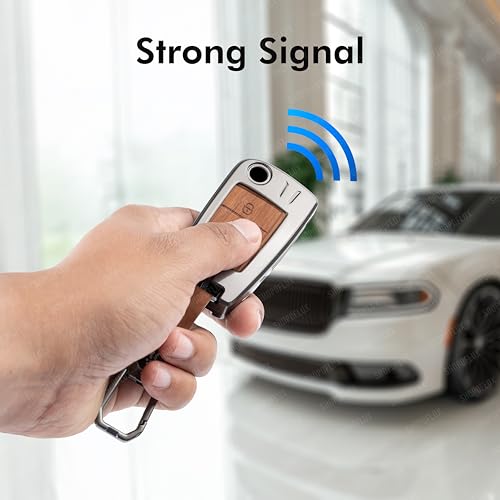 SHOPOFLUX Metal Key Cover Compatible for Skoda & Volkswagen Cars Kylaq | Slavia | Kushaq | Octavia | Virtus | Taigun | Tiguan | T Roc 3 Button Flip Key (Leather Black Brown) Shopoflux