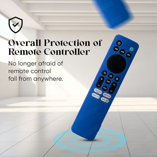 Shopoflux Silicone Tv Remote Cover Compatible with Redmi Smart Fire Tv 32 Redmi Fire Tv 4k 43 inches Tv Remote Protective Case [Remote NOT Included] (Blue) Shopoflux