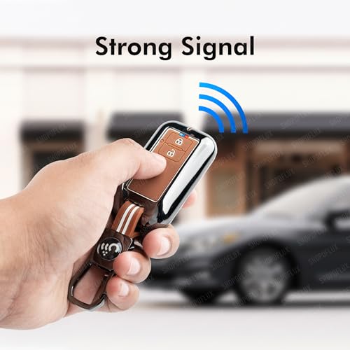 SHOPOFLUX Metal Key Cover Compatible with Suzuki Dzire | Ertiga 3 Button Smart Key (Pack 1) (Brown Silicone) Shopoflux