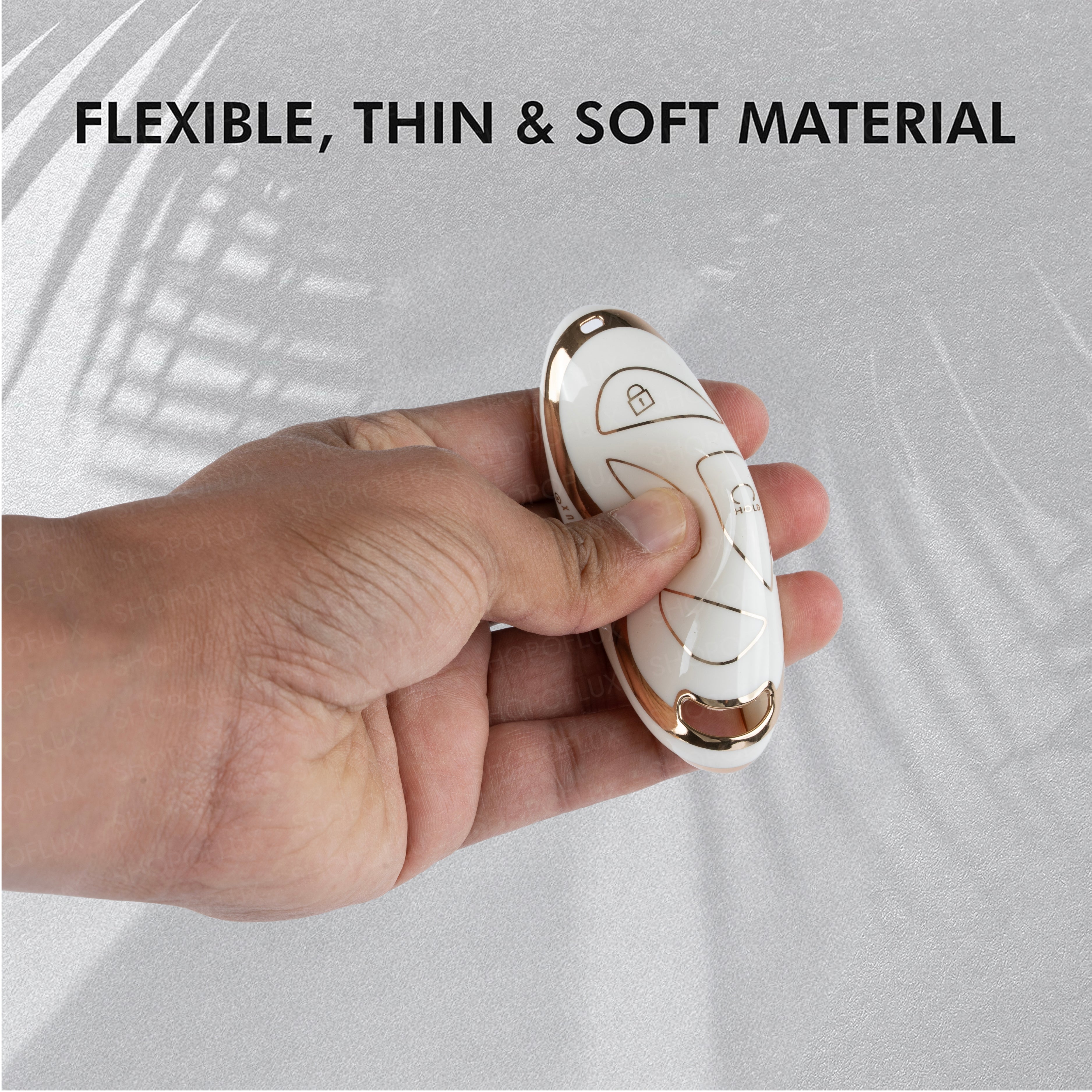 SHOPOFLUX TPU Key Cover Compatible with Hyundai Venue 4 Button Smart Key (White)
