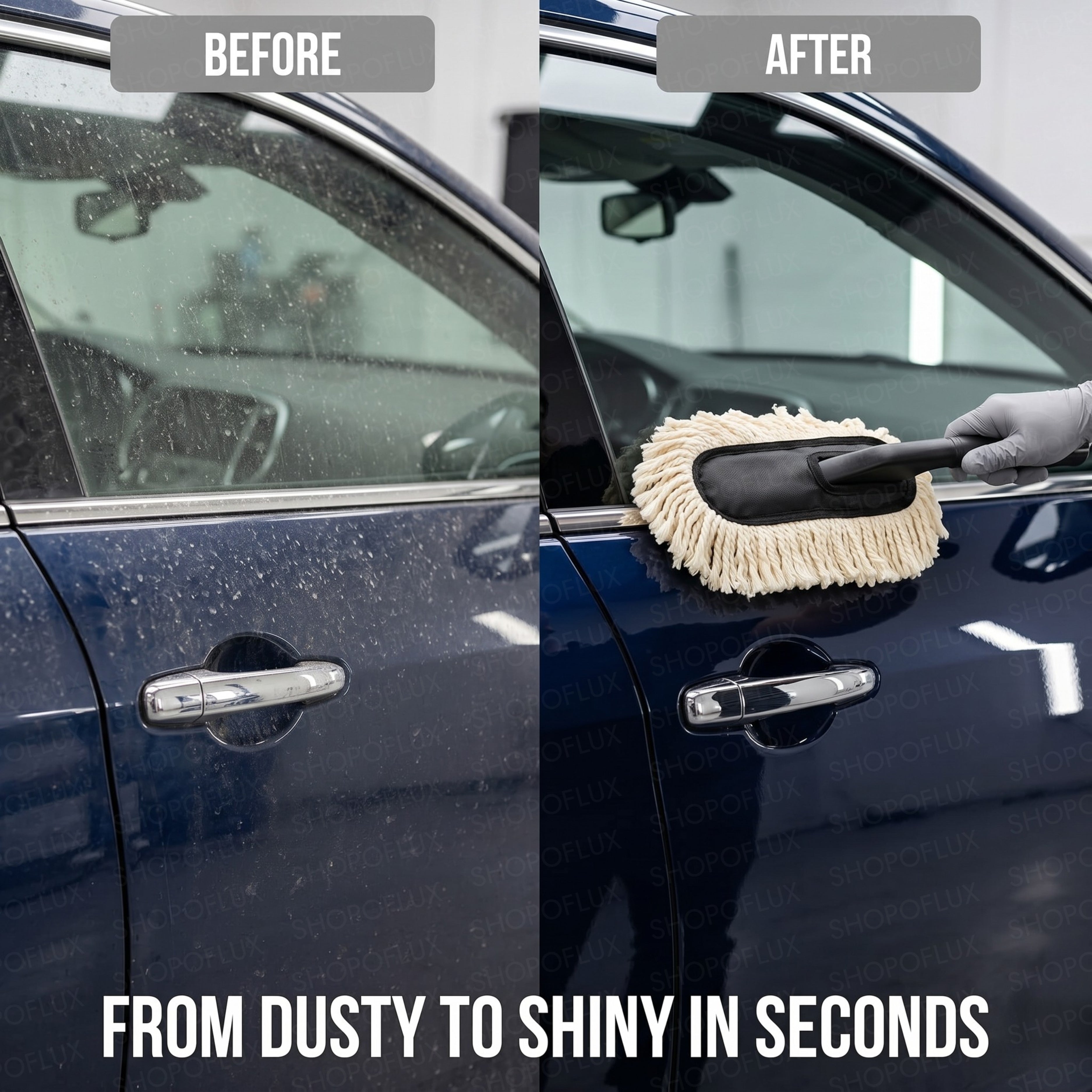SHOPOFLUX Car Duster for Car Cleaning, Scratch-Free Dust Cleaner Brush with Long Handle, Premium Cotton Mop with Wax Coating, Lint-Free Exterior Cleaning Duster for Cars, SUVs & Bikes.