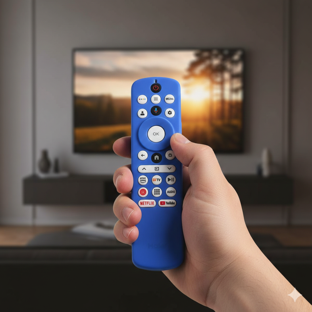 SHOPOFLUX Silicone TV Remote Cover Compatible with Haier Smart TV Protective Case with Lanyard (Blue) Shopoflux