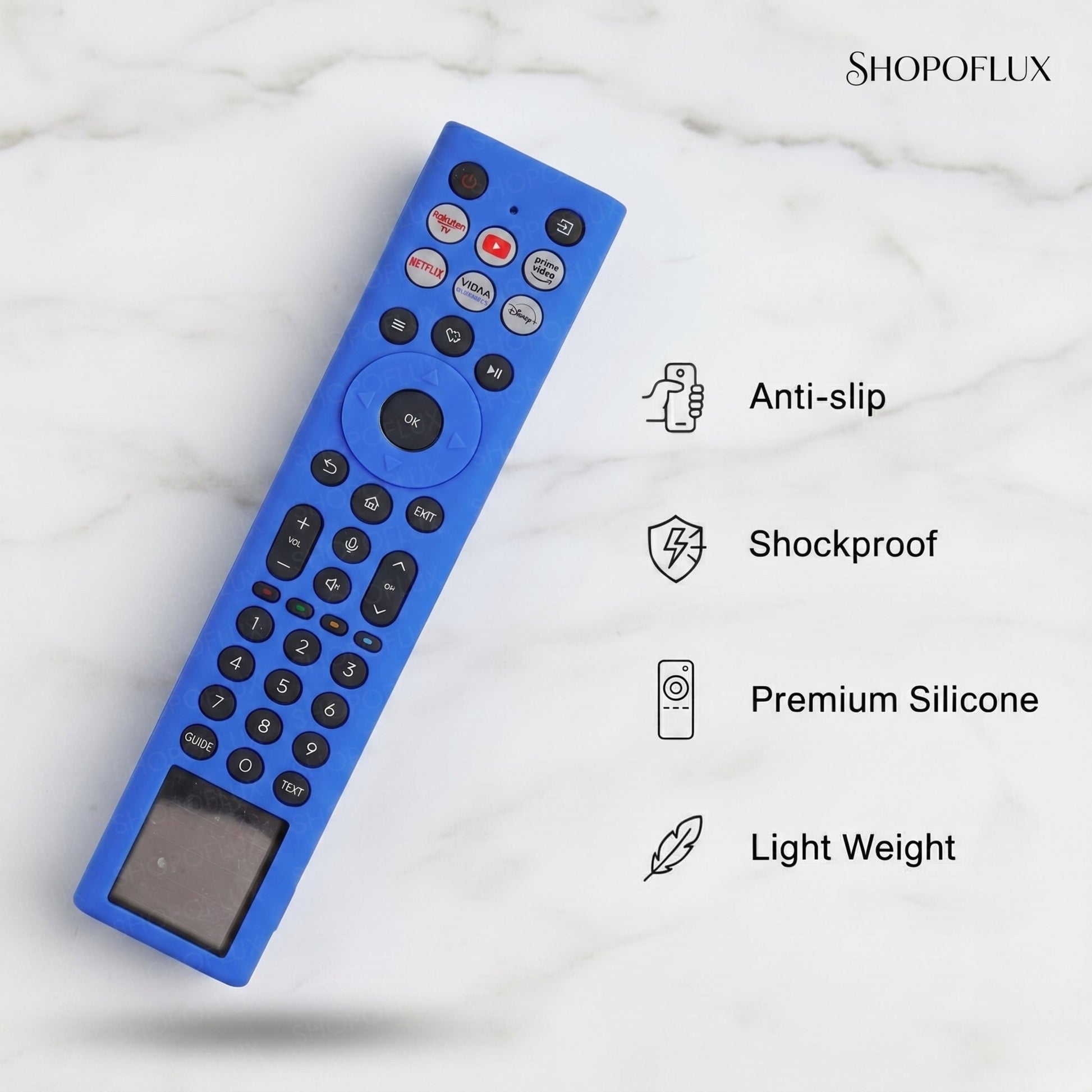 SHOPOFLUX Silicone TV Remote Cover Compatible with Hisense TV Remote [Remote NOT Included] (Blue) Shopoflux