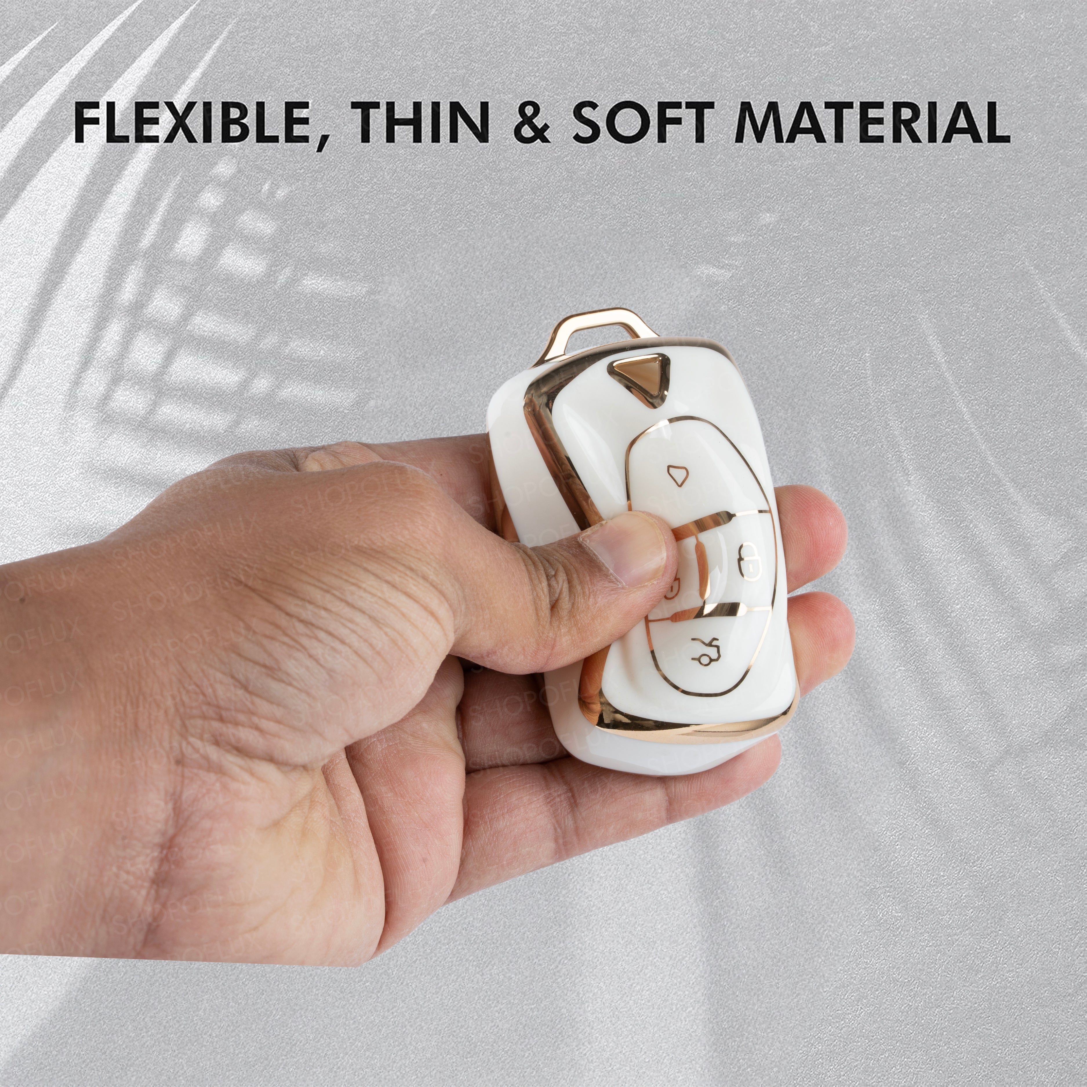 SHOPOFLUX TPU Car Key Cover Compatible for Vinfast VF6,VF7 4 Button Smart Key (White)