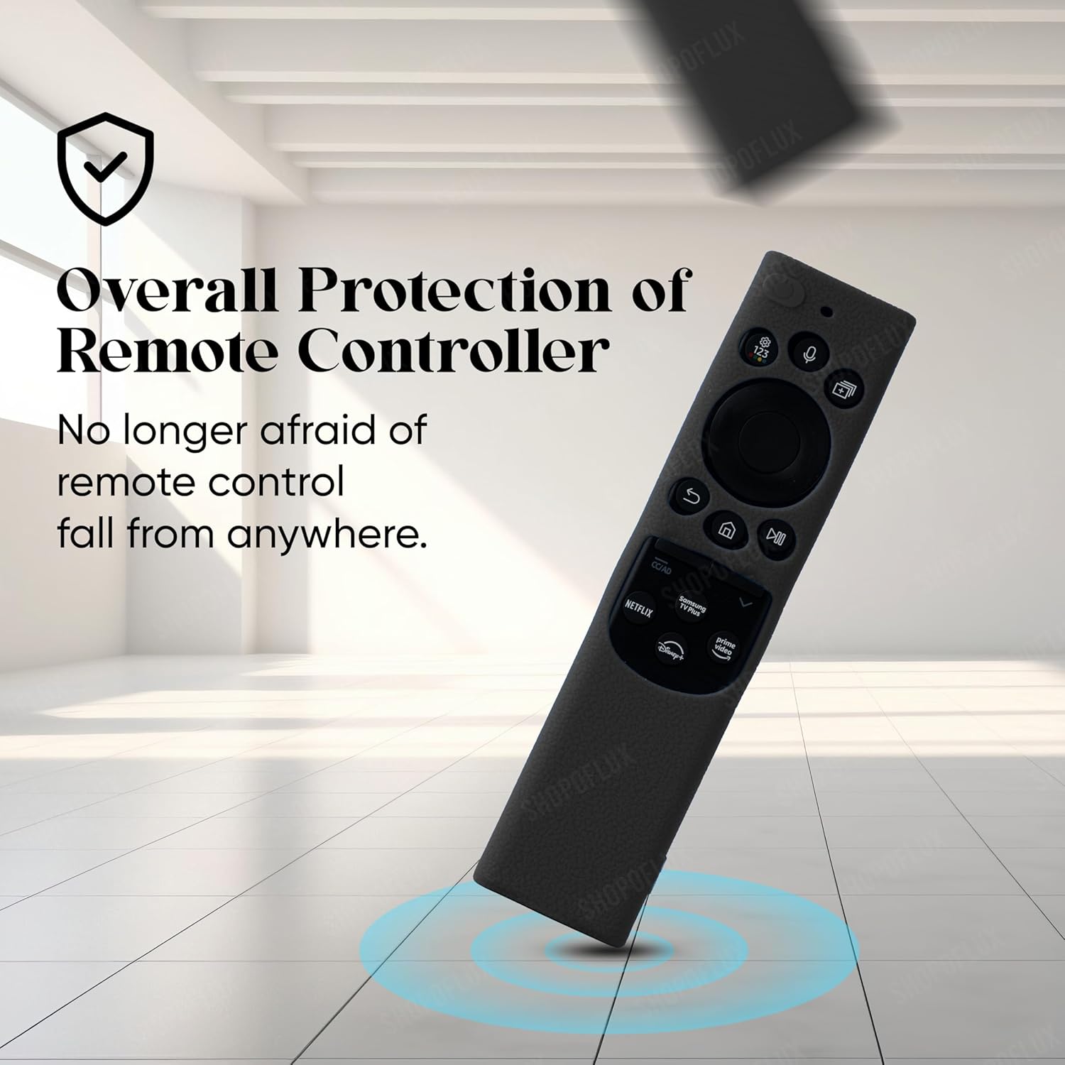 Shopoflux Silicone TV Remote Cover Compatible with Samsung 2022 Smart TV Remote QLED TV BN68-13897A / TM2280E Protective Case (Black) Shopoflux