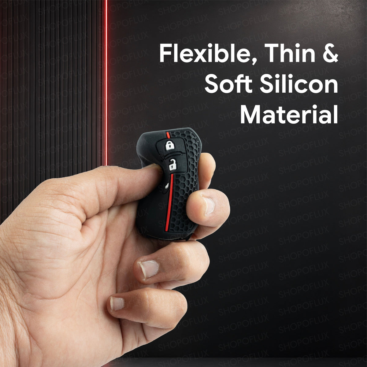 SHOPOFLUX Metal key Cover Compatible with Suzuki Dzire | Ertiga 3 button smart key (Black) (Pack 1)