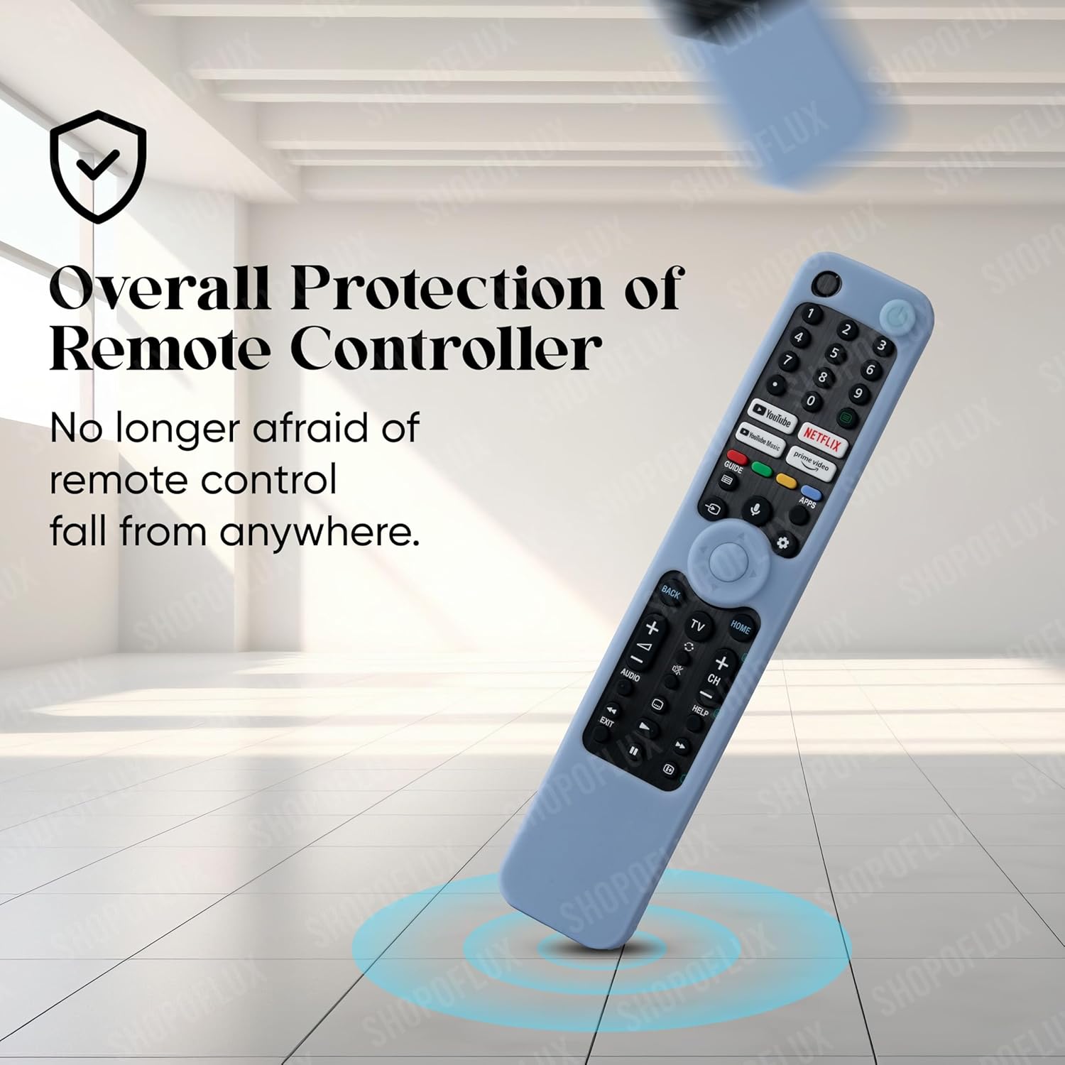 SHOPOFLUX Silicone Heavy Duty Armor Case Cover Compatible with Sony Smart Tv Voice Remote RMF-TX520P A80J X80J X85J X90J X95J Remote Cover [Remote NOT Included] (Blue) Shopoflux
