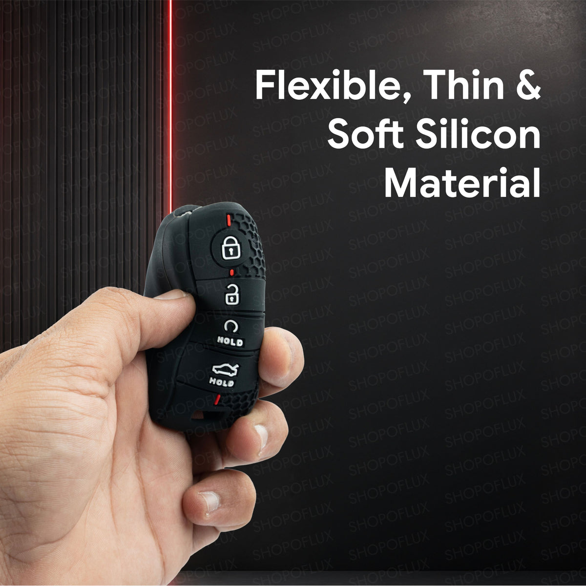 SHOPOFLUX Silicone Key Cover Compatible with Kia Seltos | Sonet | Carens 4 Button Smart Key (Silicone Black)