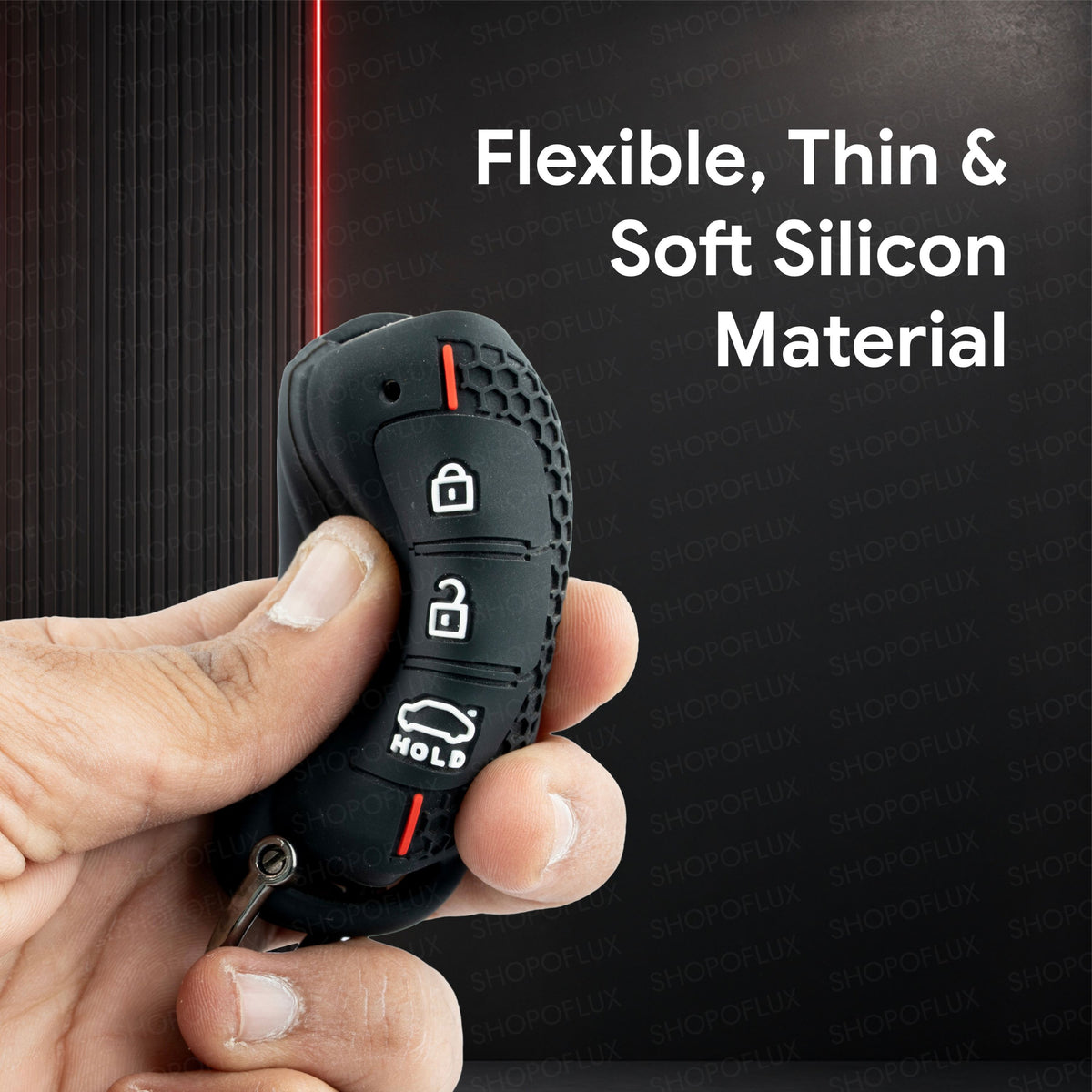 SHOPOFLUX Silicone Key Cover for Hyundai Grand i10 NIOS Asta | Venue | i20 | Aura | Exter | Creta | Elantra 3 Button Smart Key Only (Silicone Black)