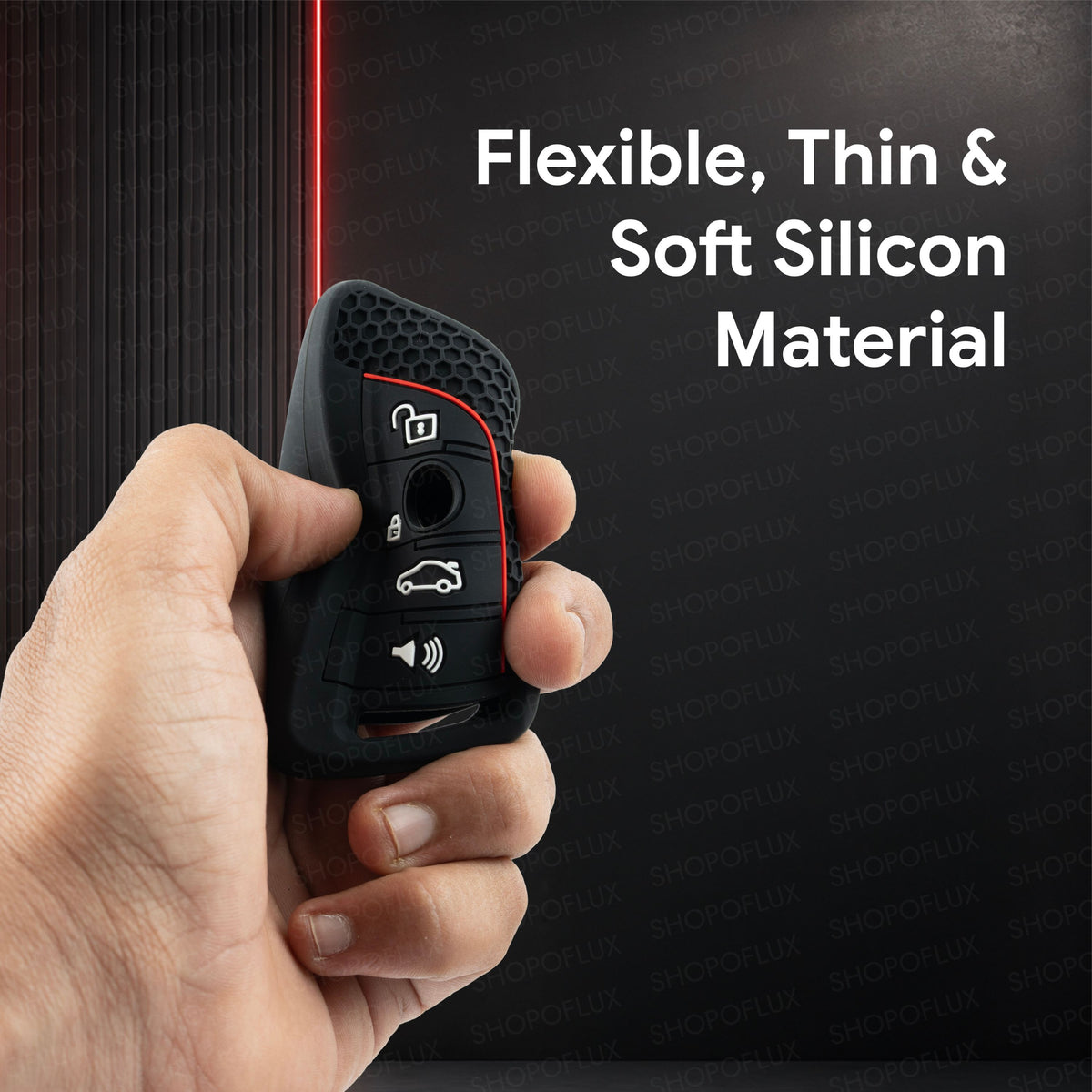 SHOPOFLUX Metal Key Cover Compatible for BMW X1, X3, X6, X5, 5 Series, 6 Series, 7 Series 4 Button Smart Key