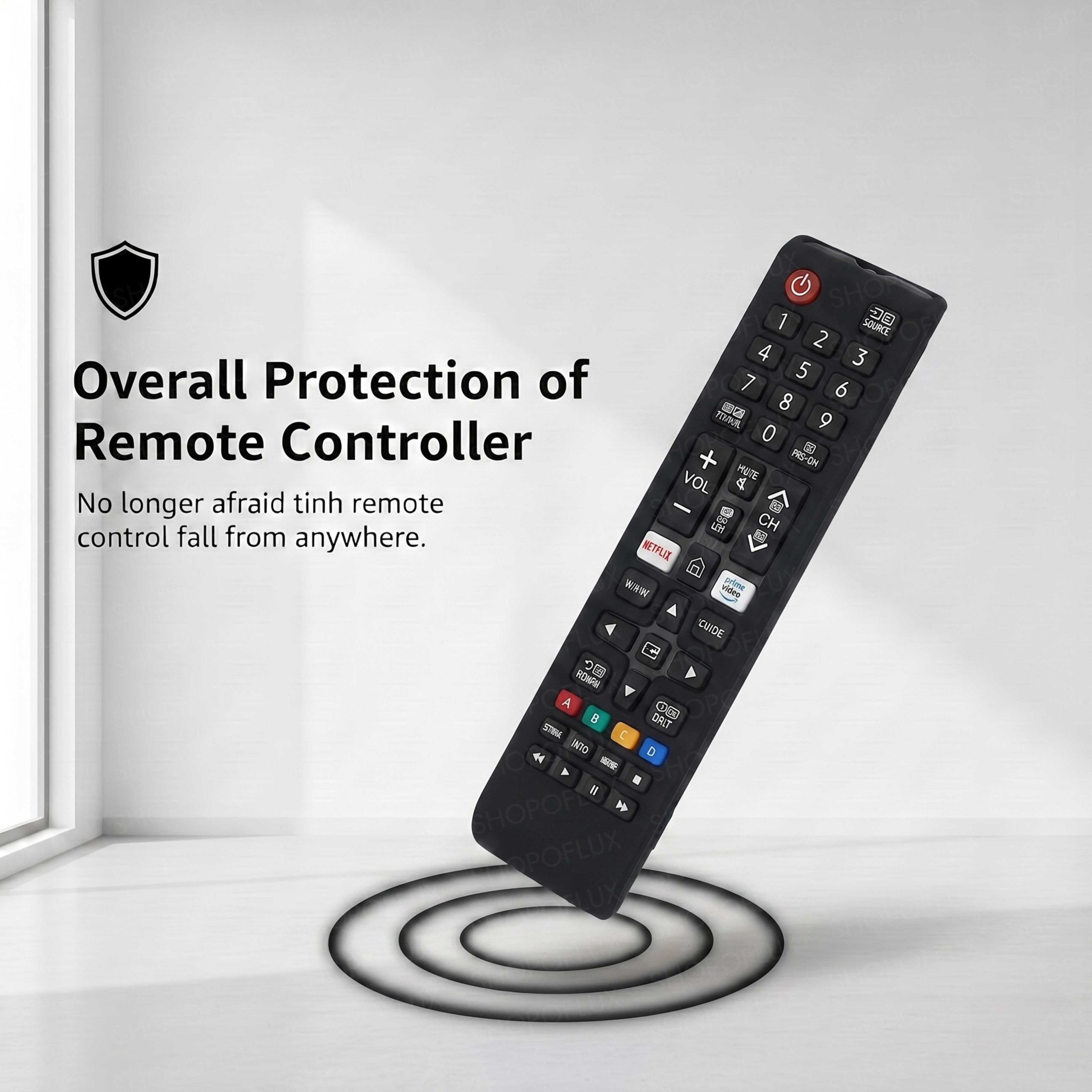 SHOPOFLUX Silicone Tv Remote Cover Compatible with Samsung Smart Tv Remote Without Sollar [Remote NOT Included] (Black)