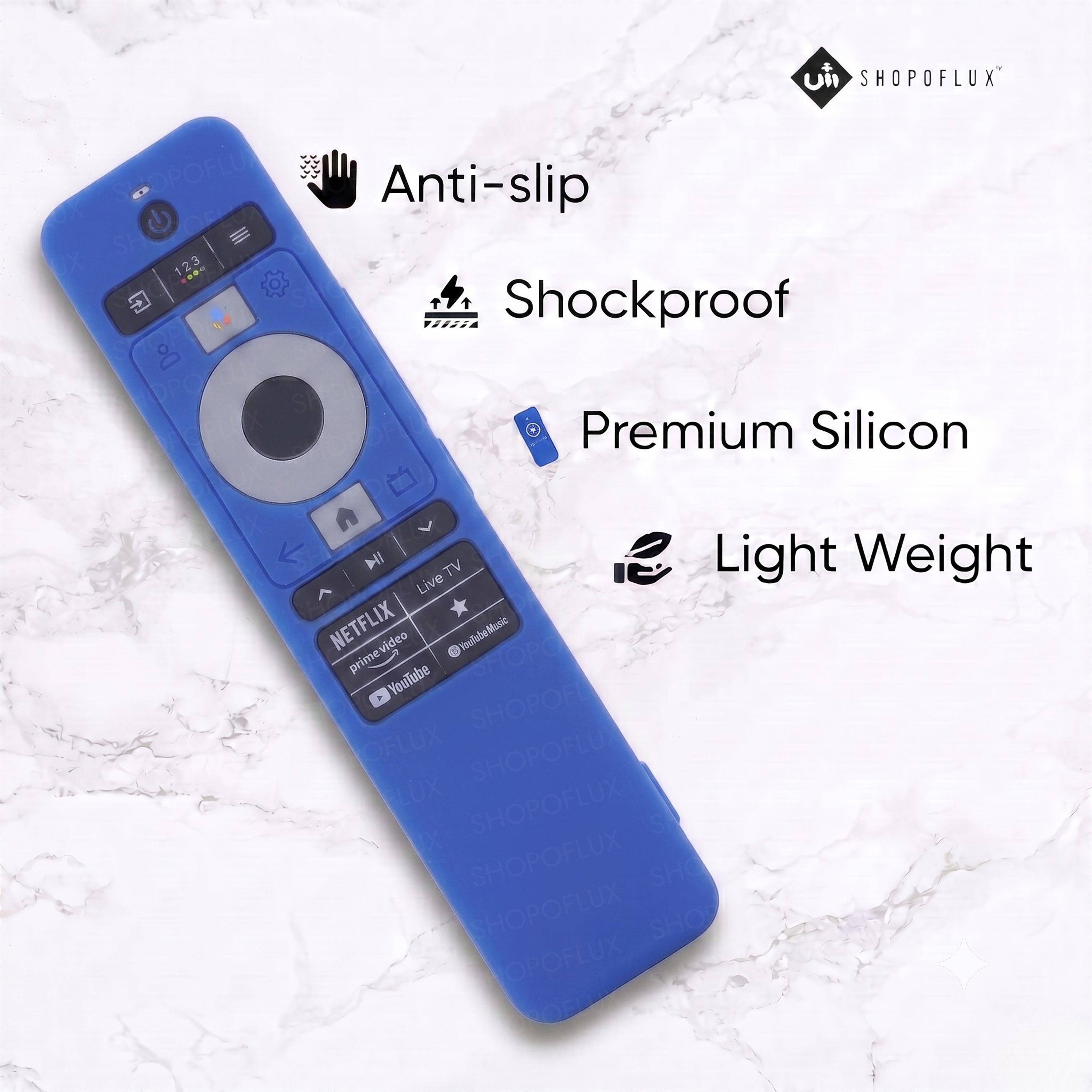 SHOPOFLUX Silicone TV Remote Cover Compatible with Haier TV Protective Case with Lanyard [Remote Not Included] (Blue)