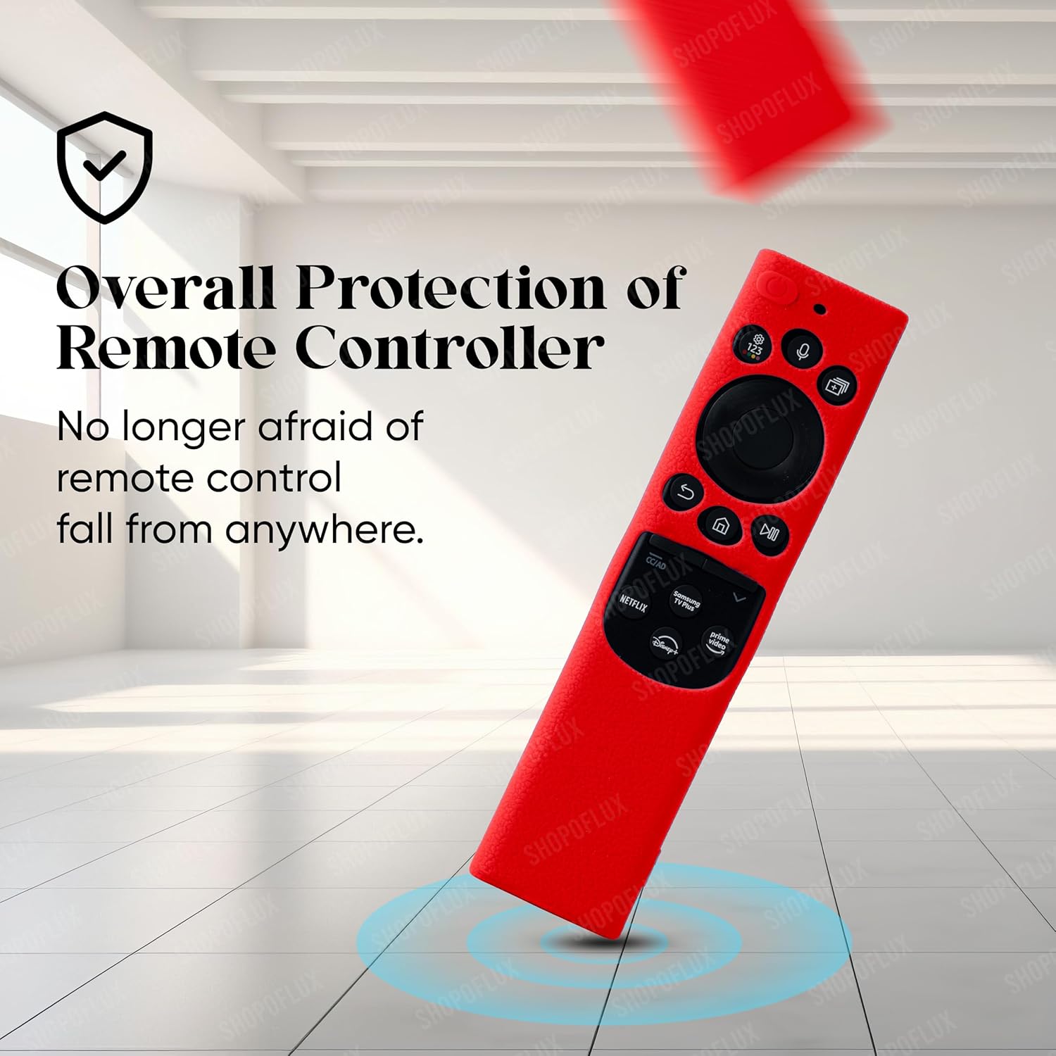 Shopoflux Silicone TV Remote Cover Compatible with Samsung 2022 Smart TV Remote QLED TV BN68-13897A / TM2280E Remote Protective Case [Remote NOT Included] (RED) Shopoflux