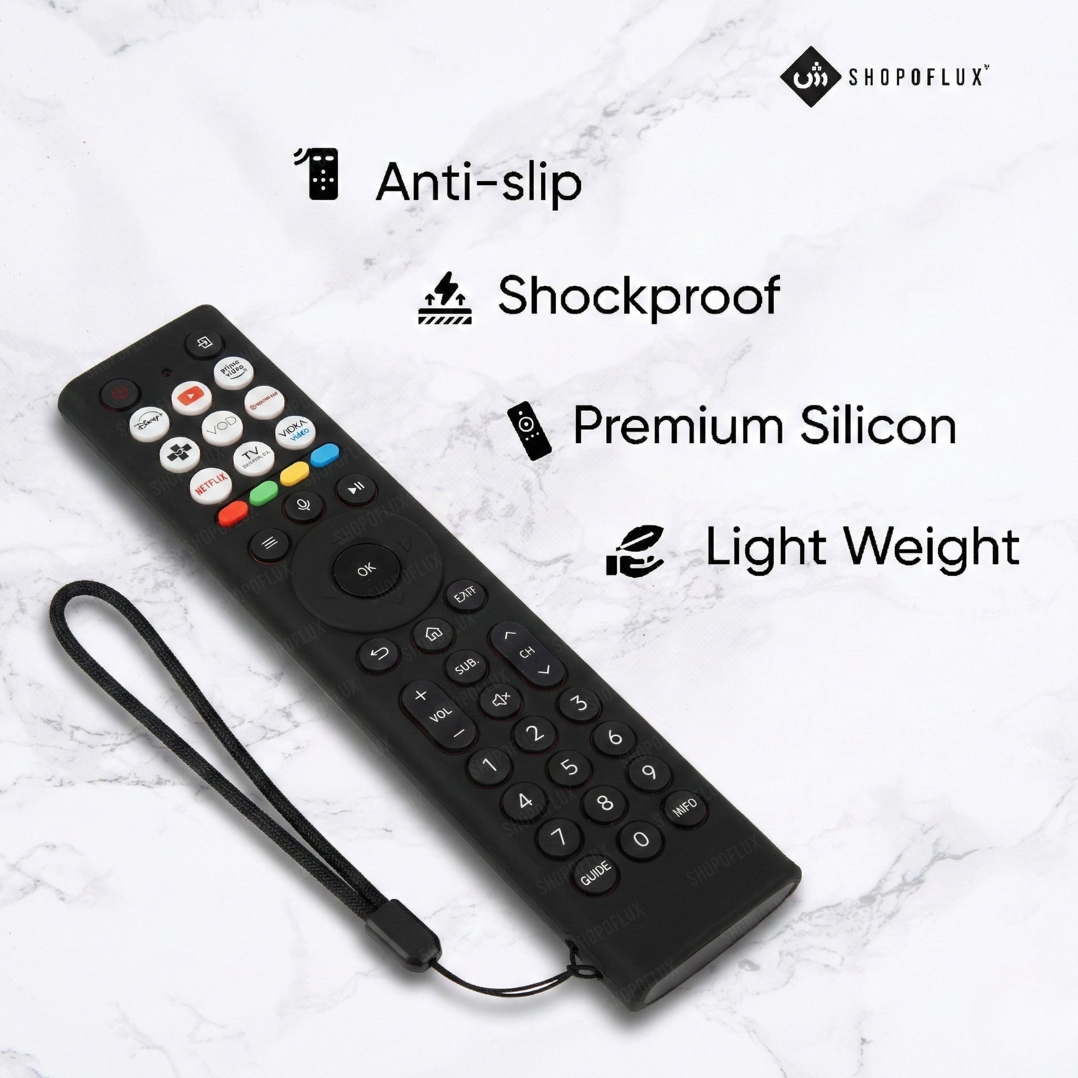 Shopoflux Silicone TV Remote Cover Compatible with Hisense Smart TV Remote [Remote NOT Included] (Black) Shopoflux