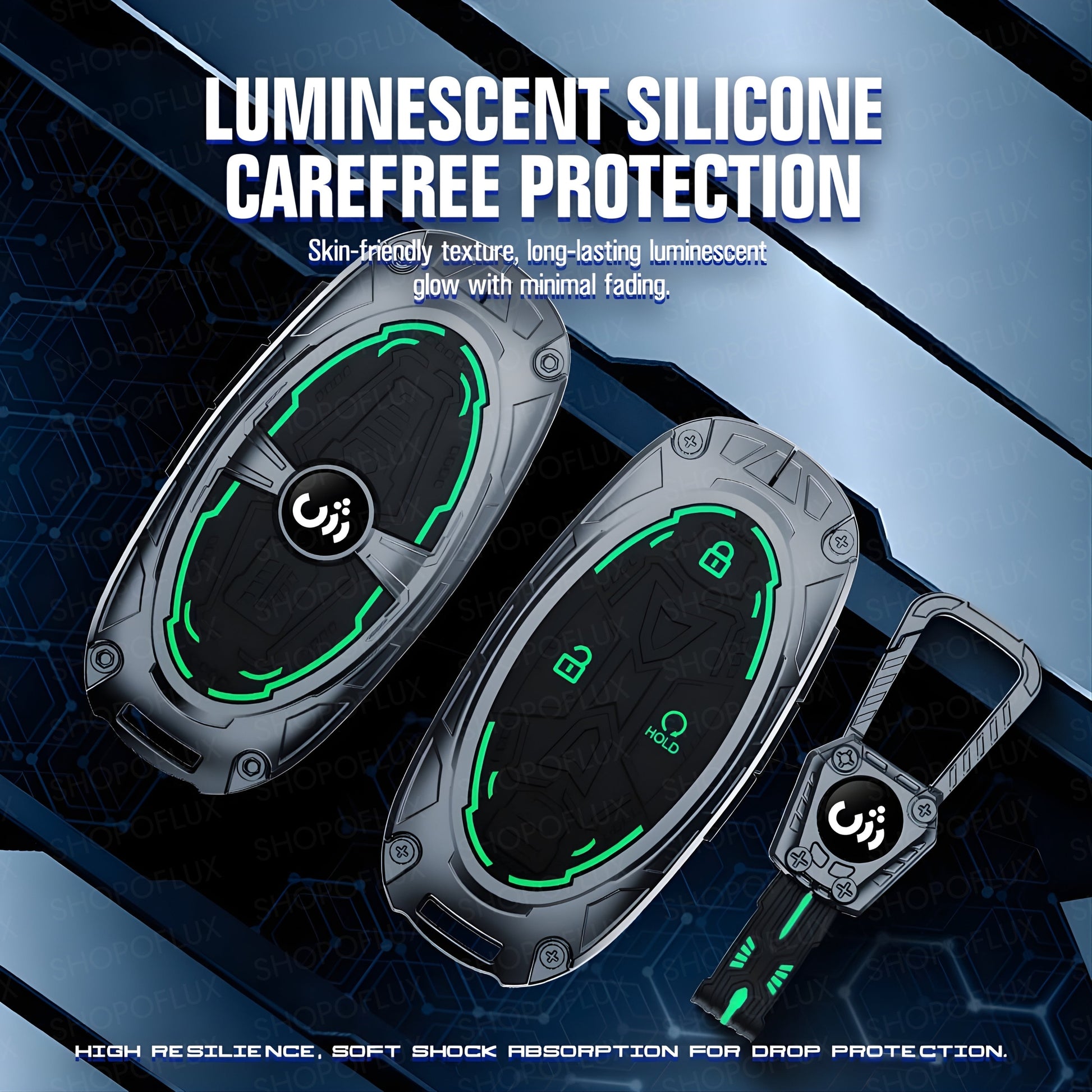 SHOPOFLUX Metal Key Cover Compatible with Hyundai Venue 4 Button Smart Key (Metal Black Silicone) Shopoflux