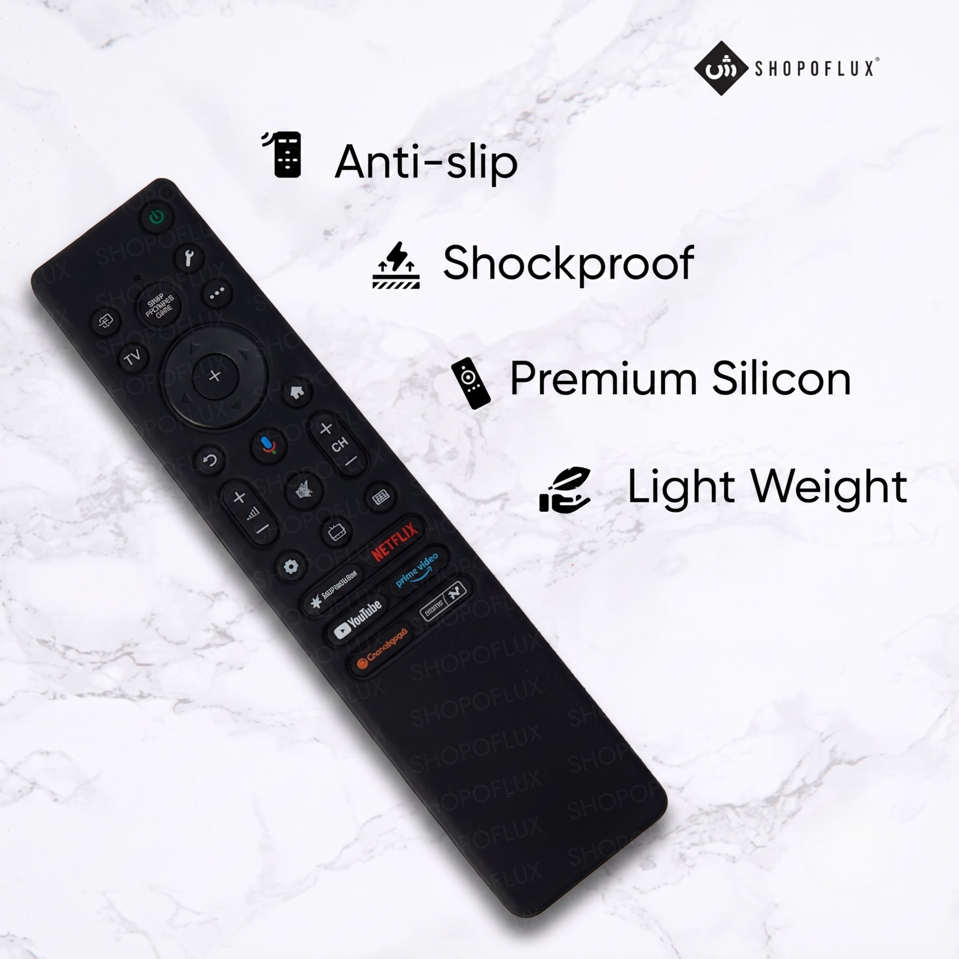 SHOPOFLUX Silicone Cover Compatible with Sony Bravia Smart Tv Voice Remote Case with Lanyard [Remote NOT Included]