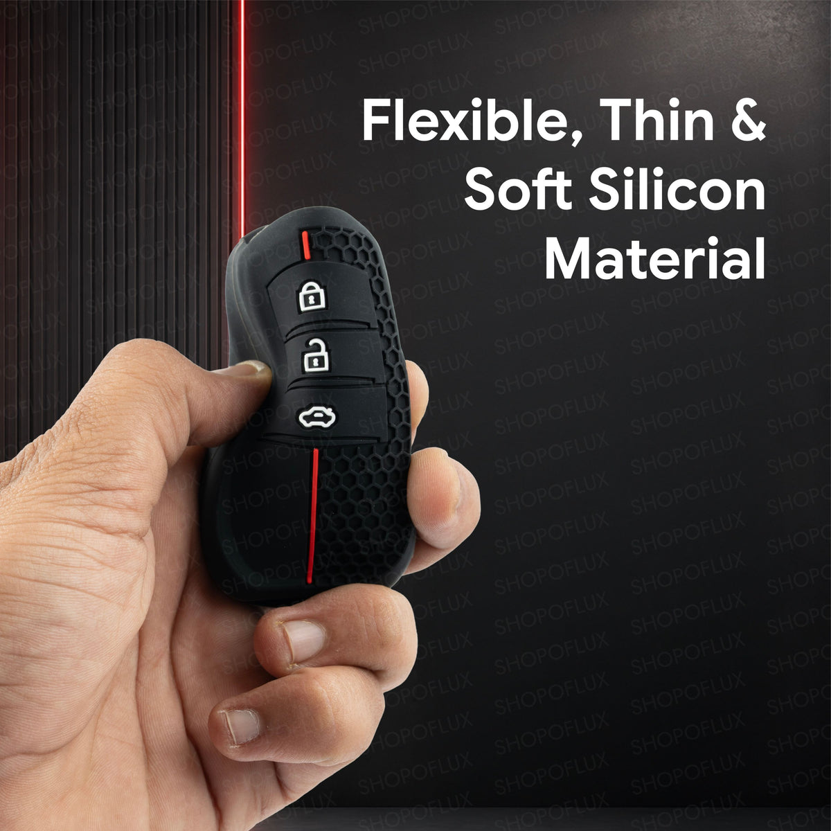 SHOPOFLUX Silicone Key Cover Compatible with Toyota Fortuner | Fortuner Legender | Innova Hycross | Invicto 3 Button Smart Key. (Silicone Black)