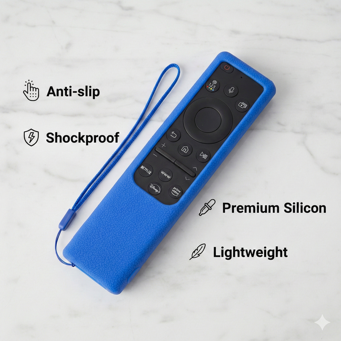SHOPOFLUX Silicone Tv Remote Cover Compatible with Samsung Smart Tv Remote Without Sollar [Remote NOT Included] (Blue) Shopoflux