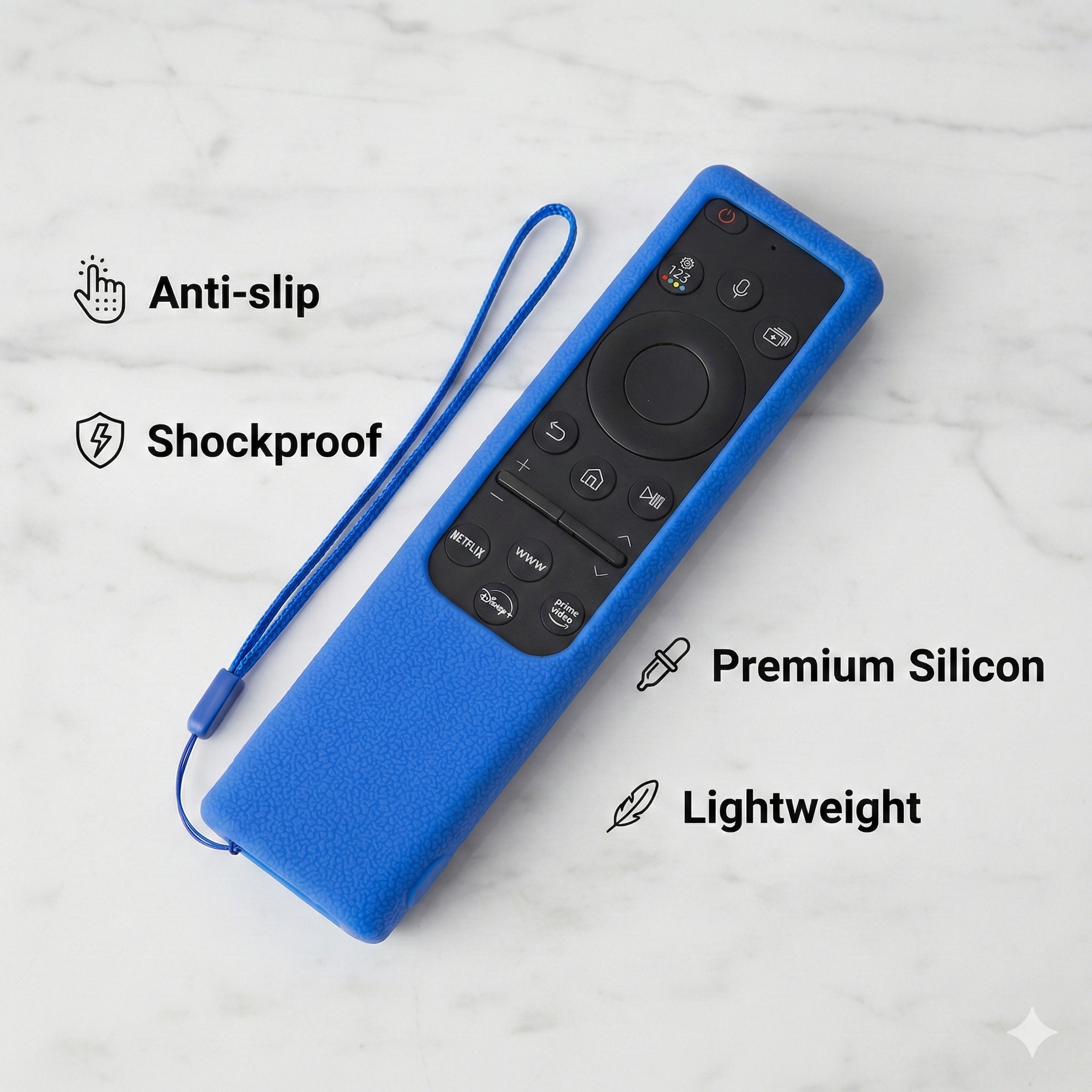 SHOPOFLUX Silicone Tv Remote Cover Compatible with Samsung Smart Tv Remote Without Sollar [Remote NOT Included] (Blue) Shopoflux