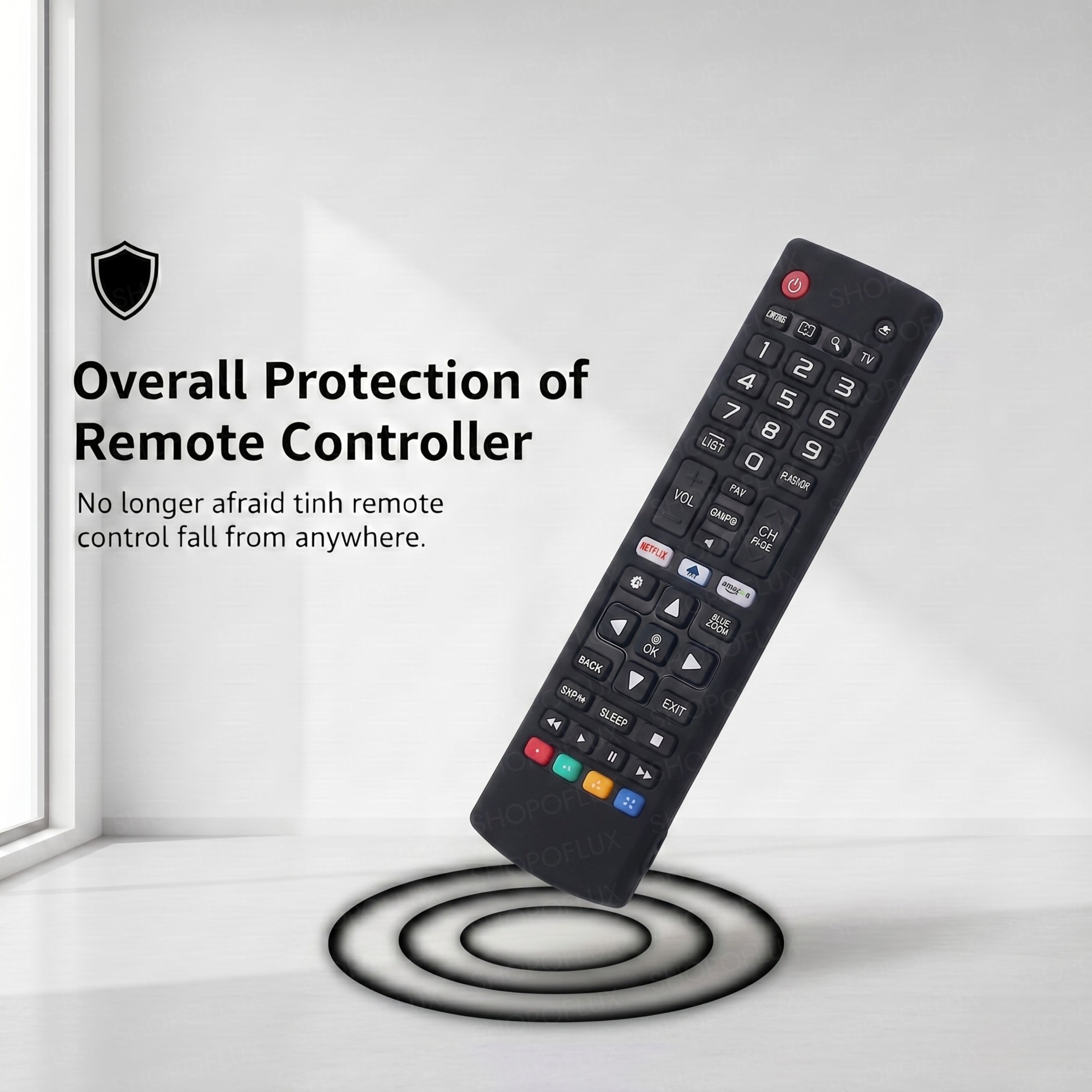 Shopoflux Silicone Tv Remote Cover Compatible with LG Smart TV Remote Full Wrap Protective Case with Lanyard [Remote NOT Included] (Black)