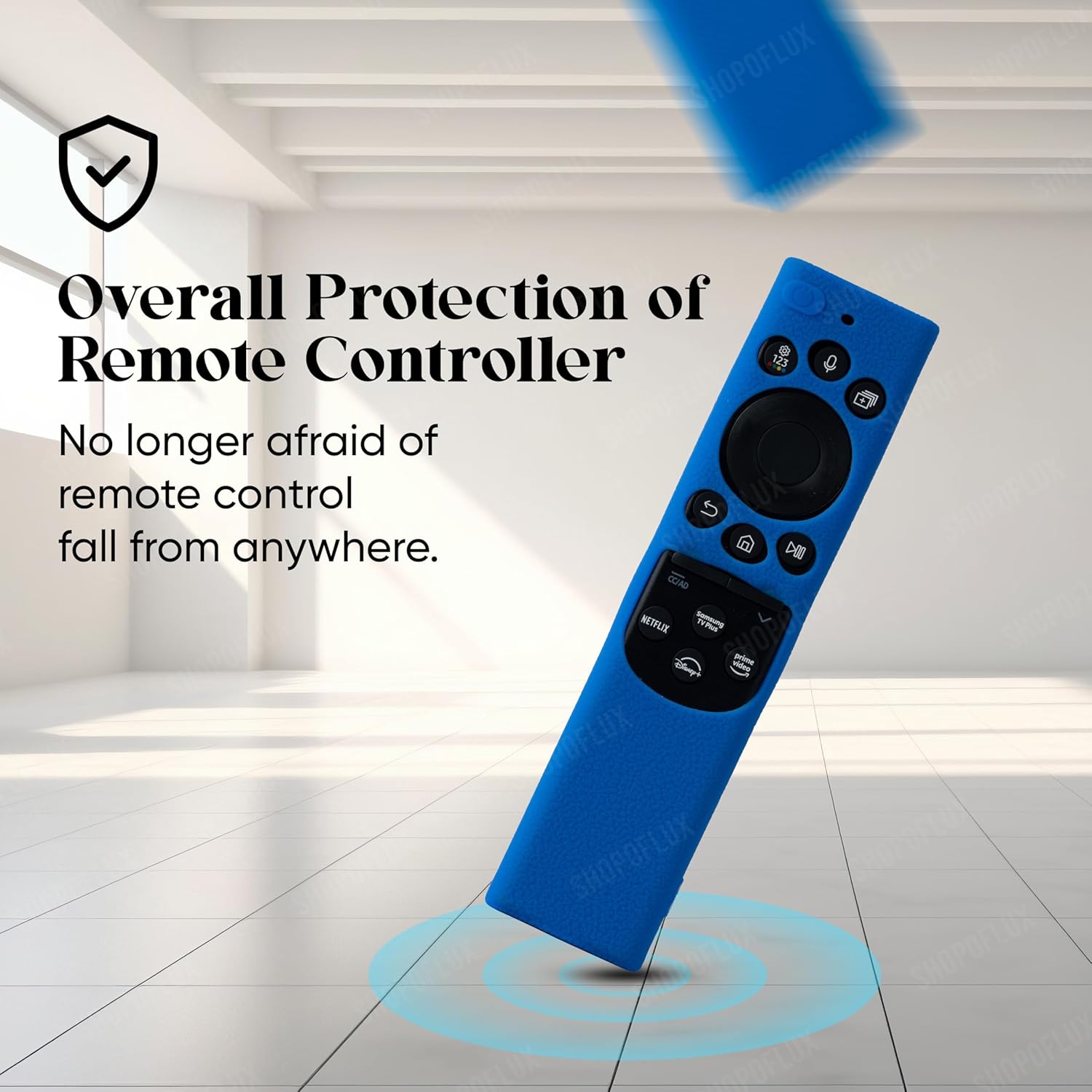 Shopoflux Silicone TV Remote Cover Compatible with Samsung 2022 Smart TV Remote QLED TV BN68-13897A / TM2280E Remote Protective Case [Remote NOT Included] (Blue) Shopoflux