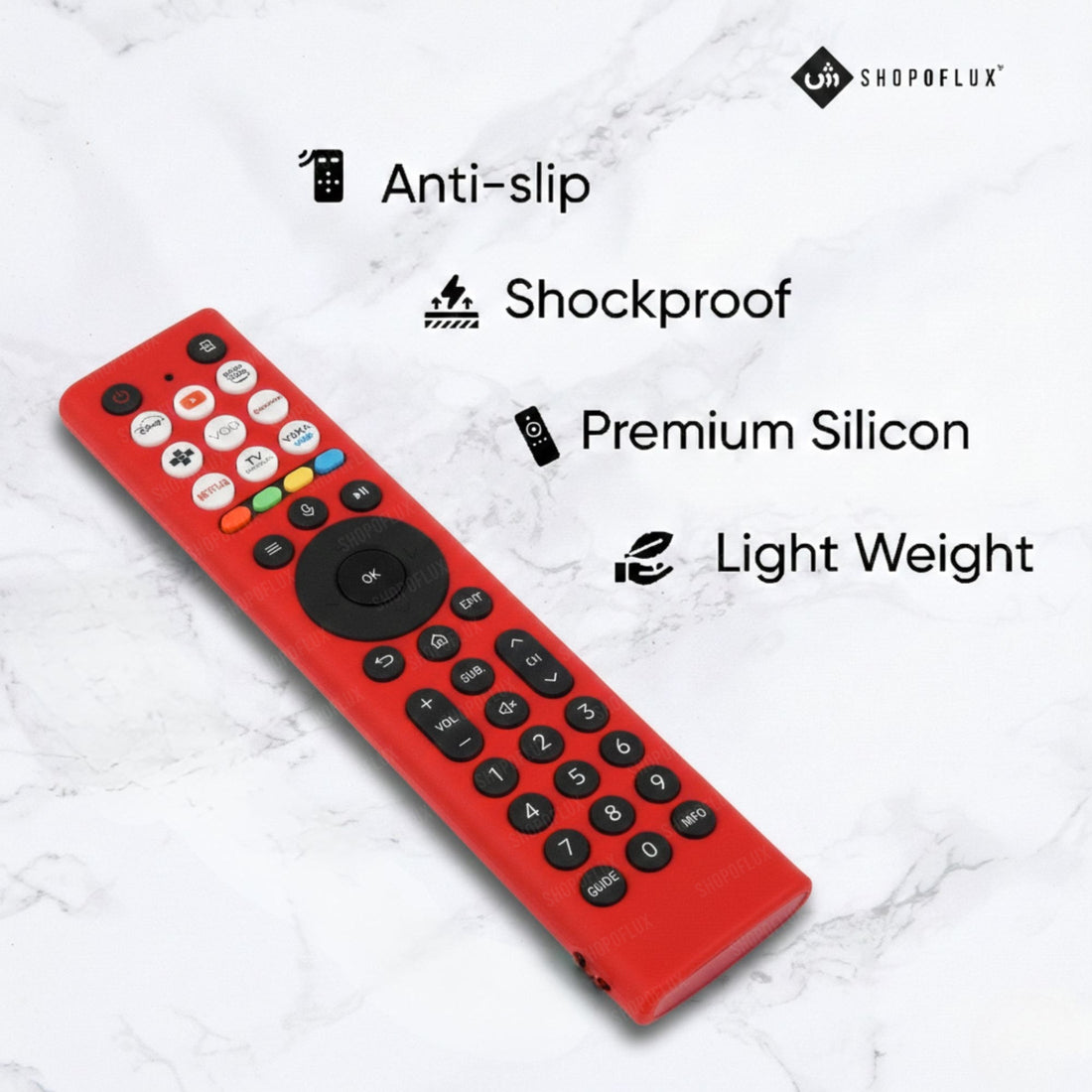 Shopoflux Silicone TV Remote Cover Compatible with Hisense Smart TV Remote [Remote NOT Included] (Red) Shopoflux