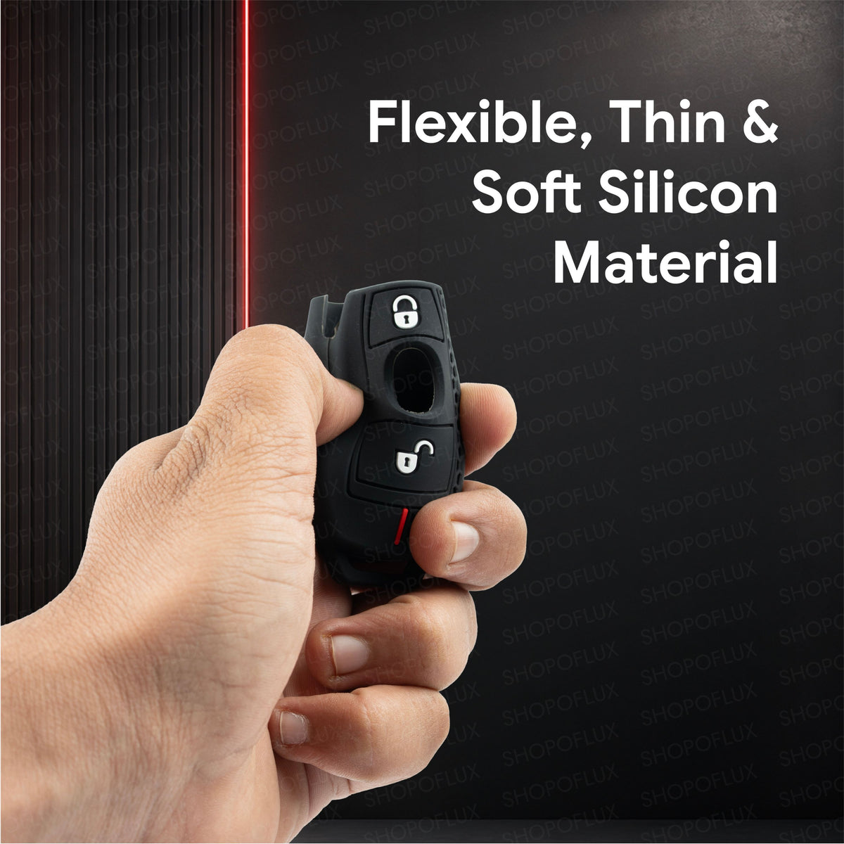 SHOPOFLUX Silicone Car Key Cover Compatible for Mercedes Benz C E M S CLS CLK GLK GLC G Class 2 Button smart Key (Silicone Black)