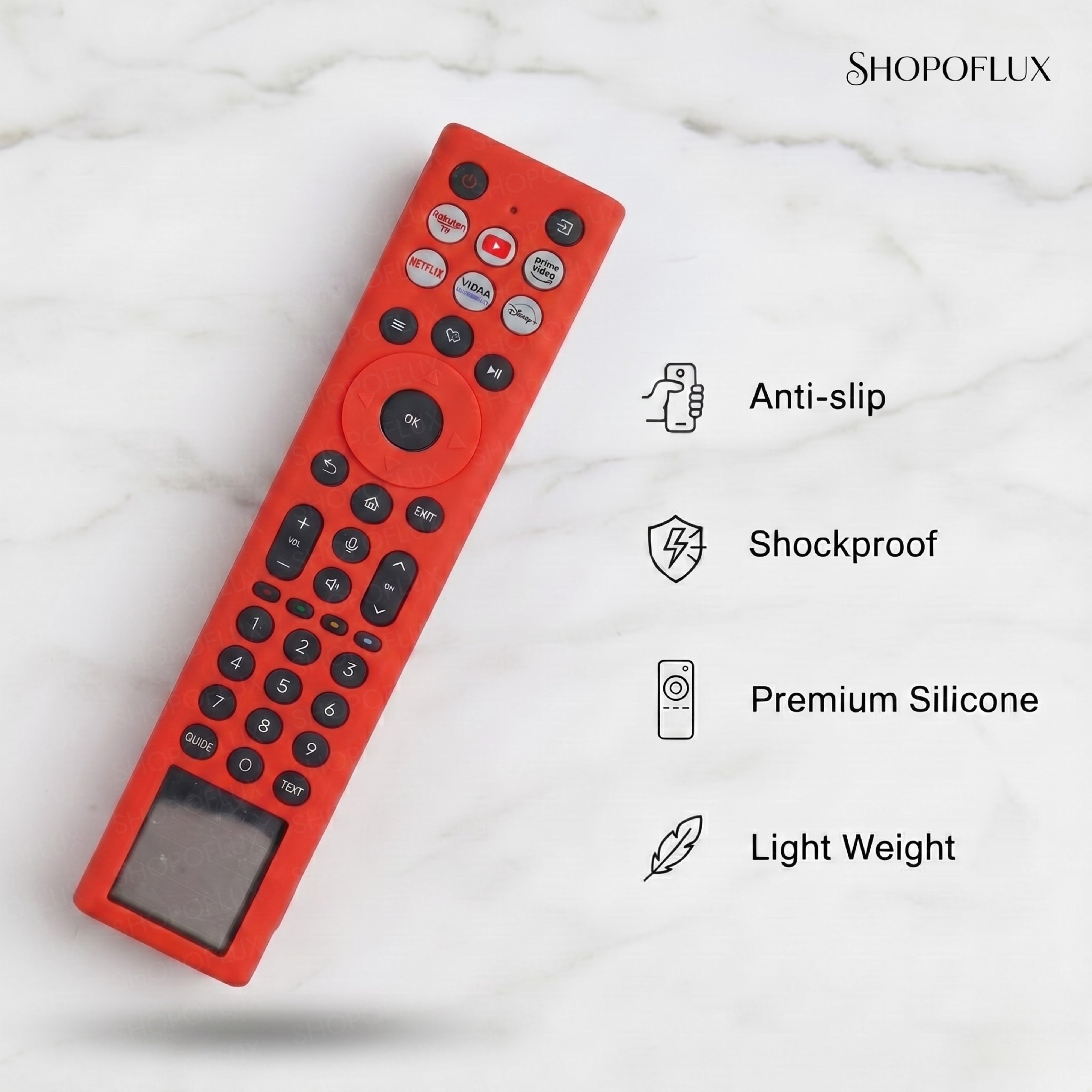 SHOPOFLUX Silicone TV Remote Cover Compatible with Hisense TV Remote [Remote NOT Included] (Red) Shopoflux